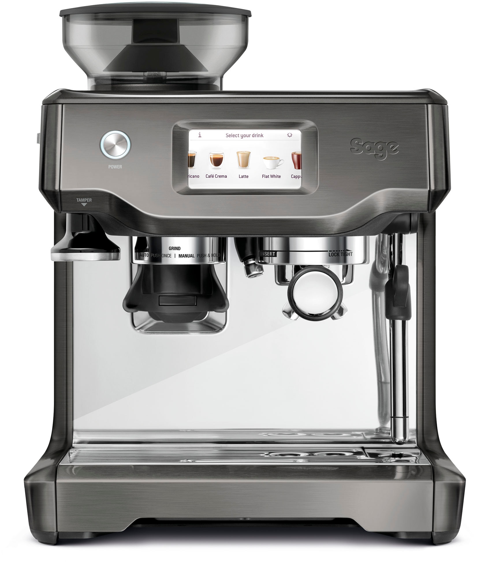 Sage Espressomaschine "SES880BST the Barista Touch Black Stainless Steel", Siebträger