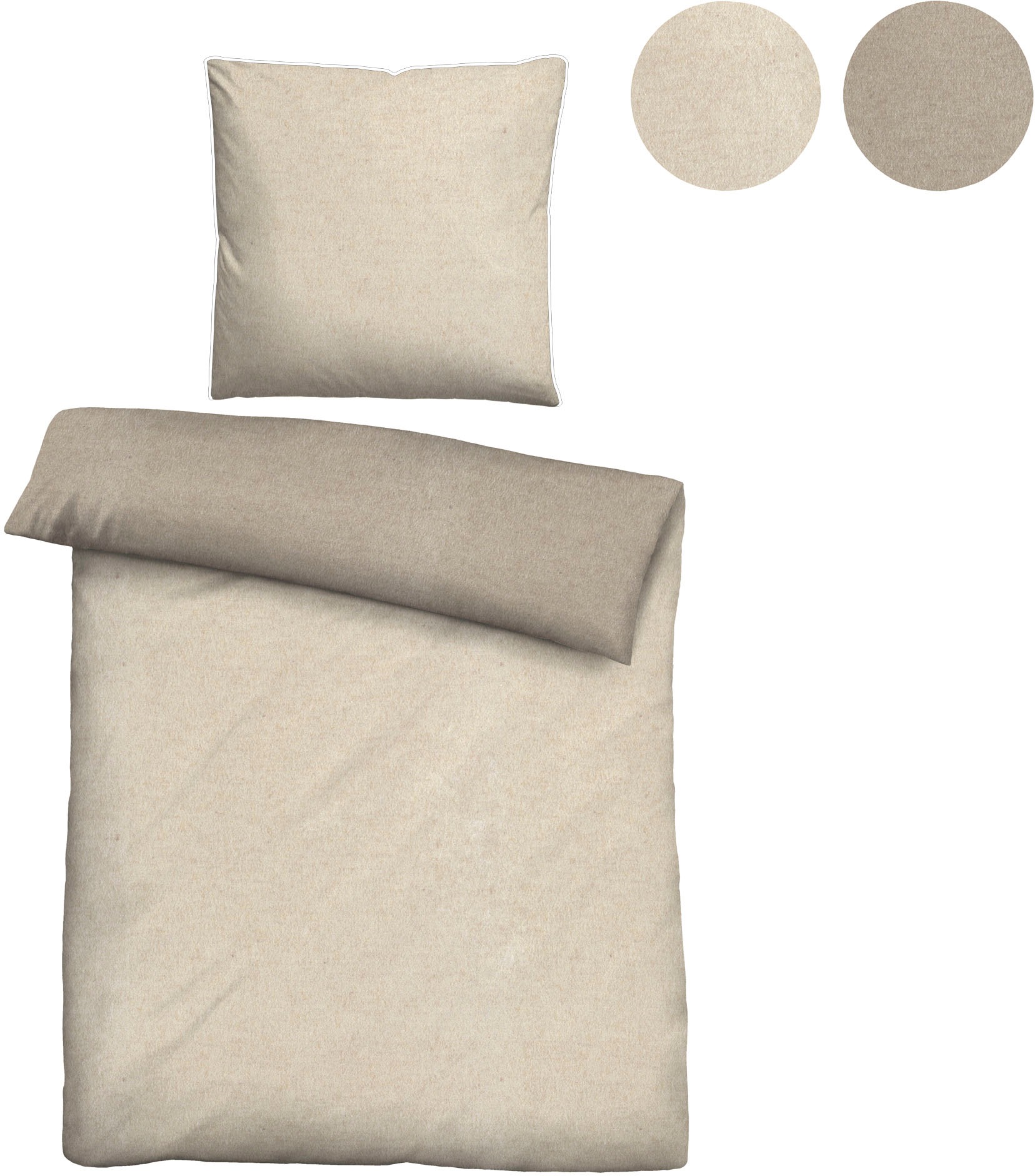 Thumbnail - Biberna Wendebettwäsche "Hermal" 2 Stk. Flanell in Melangeoptik, Winterbettwäsche, Made in Germany