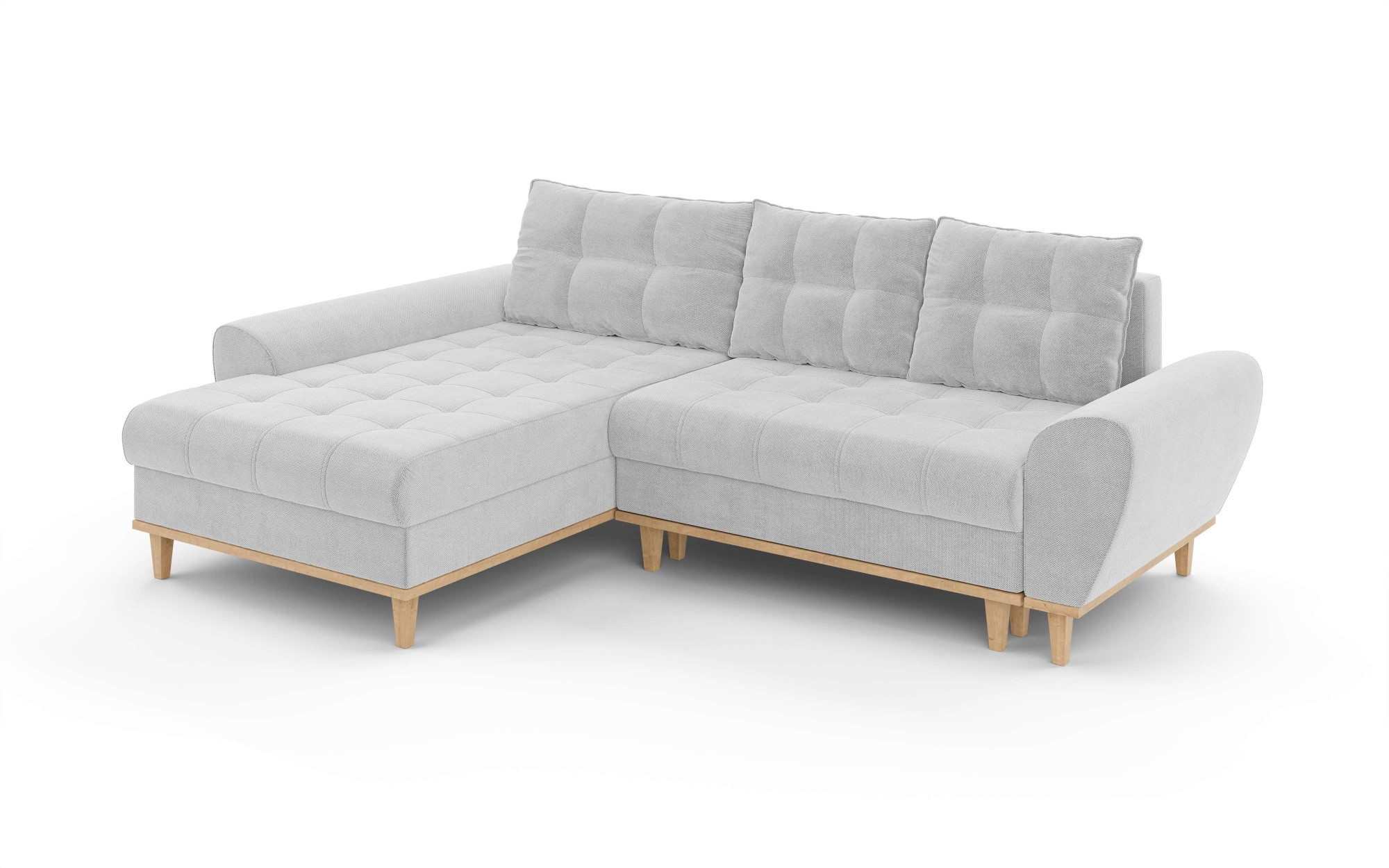 Home affaire Ecksofa »Ahrdorf mit Bettfunktion und Bettkasten, Maße: B/H/T 268/86/175 cm«, L-Form mit 3 Rückenkissen und moderne gerundete Armlehnen