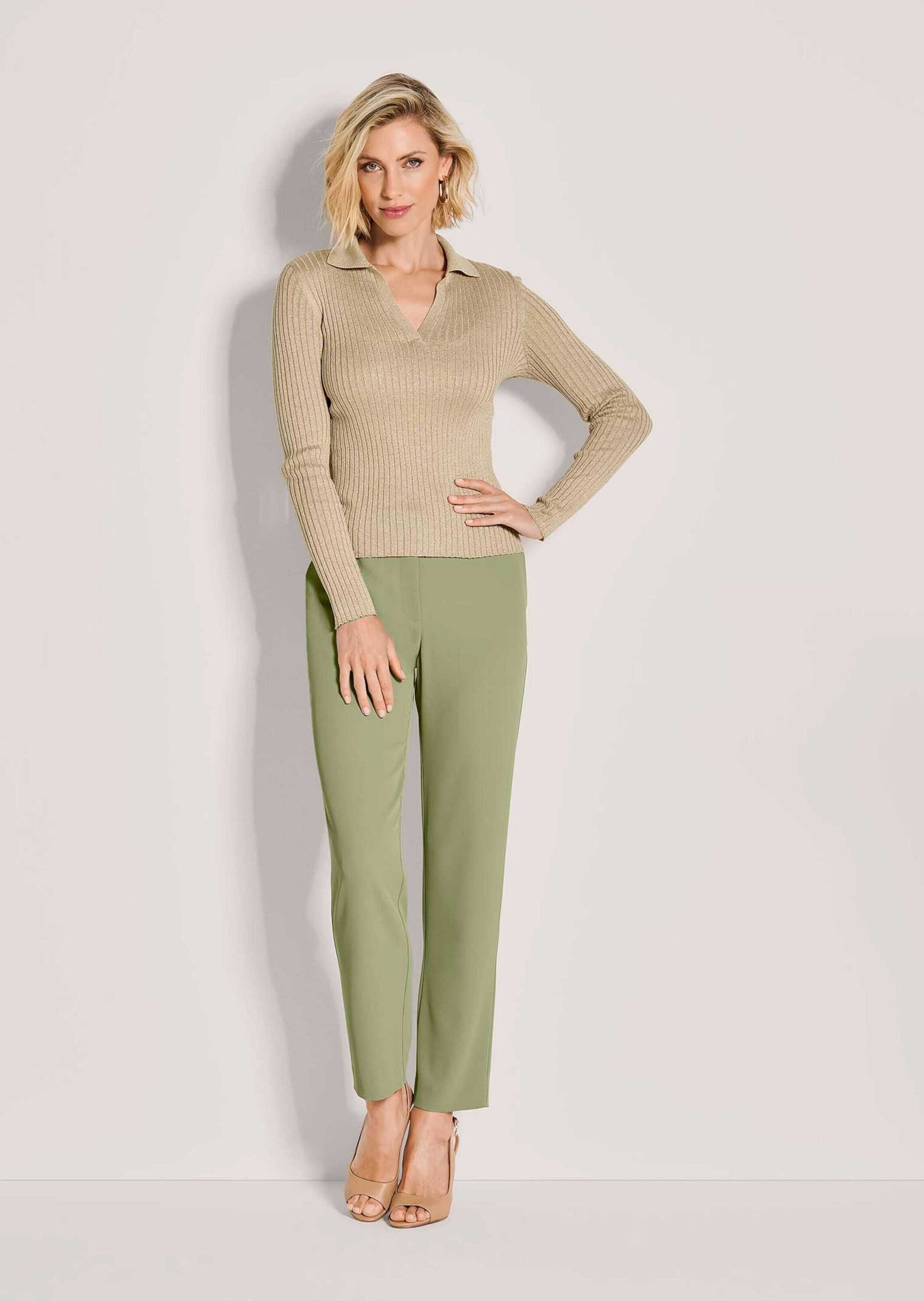 MADELEINE Longpullover "Strickpullover Glanzpullover mit Polokragen" Polokr günstig online kaufen