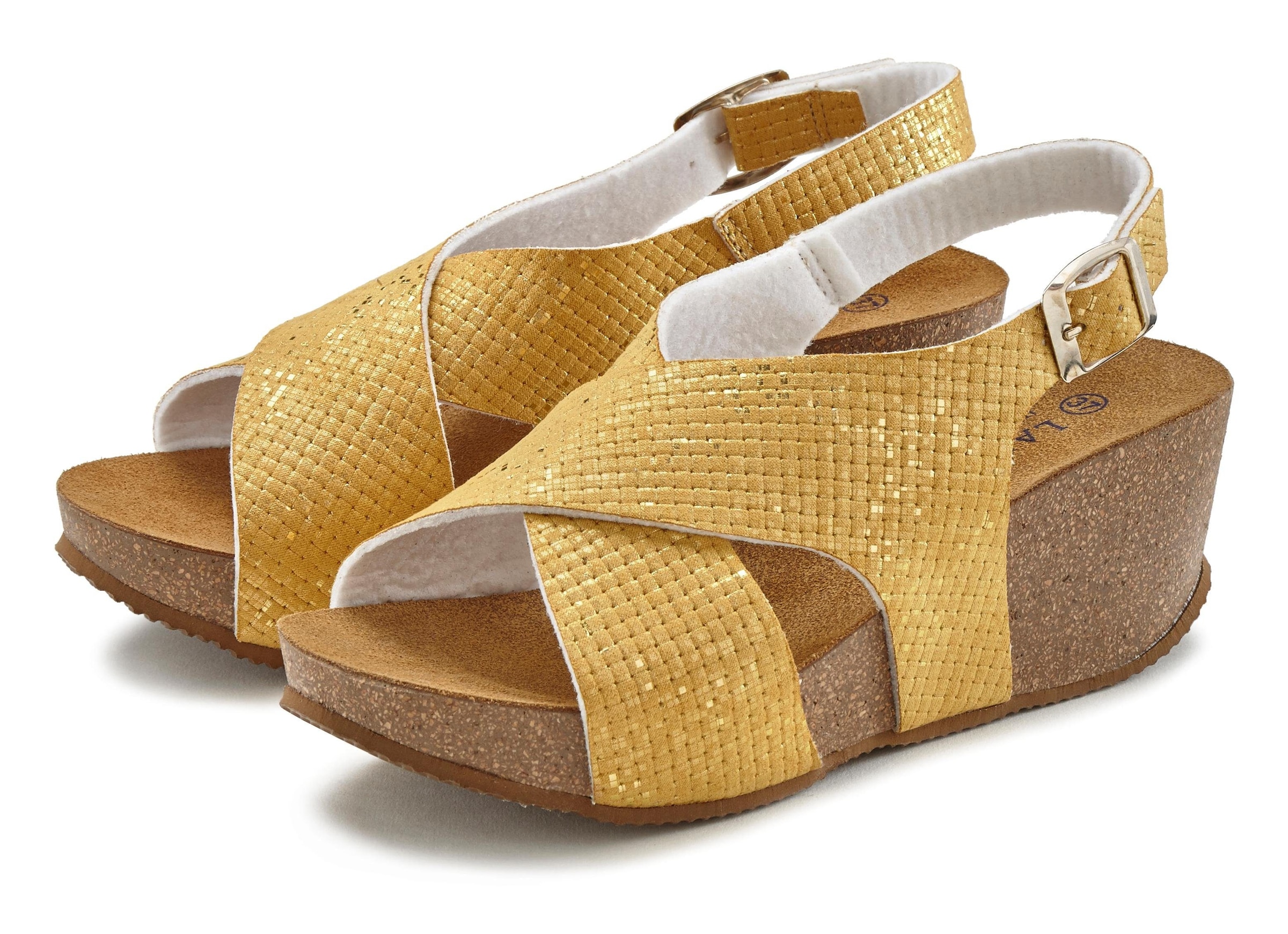 LASCANA Sandalette »Sommerschuh«, Sommerschuh mit Keilabsatz und Korkfußbett
