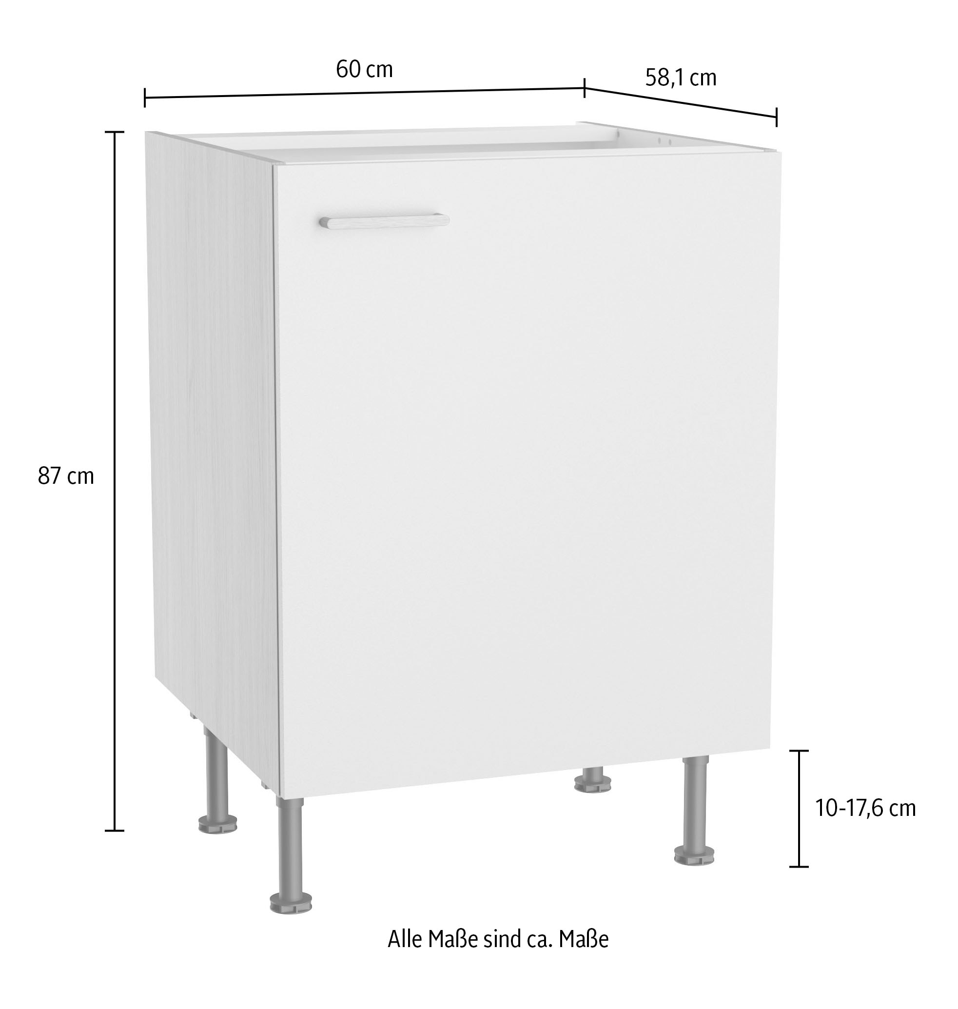 KOCHSTATION Unterschrank »KS-Lucy« Breite 60 cm, mit 1 Tür, 1 Einlegeboden, Soft-Close, verstellbare Füße