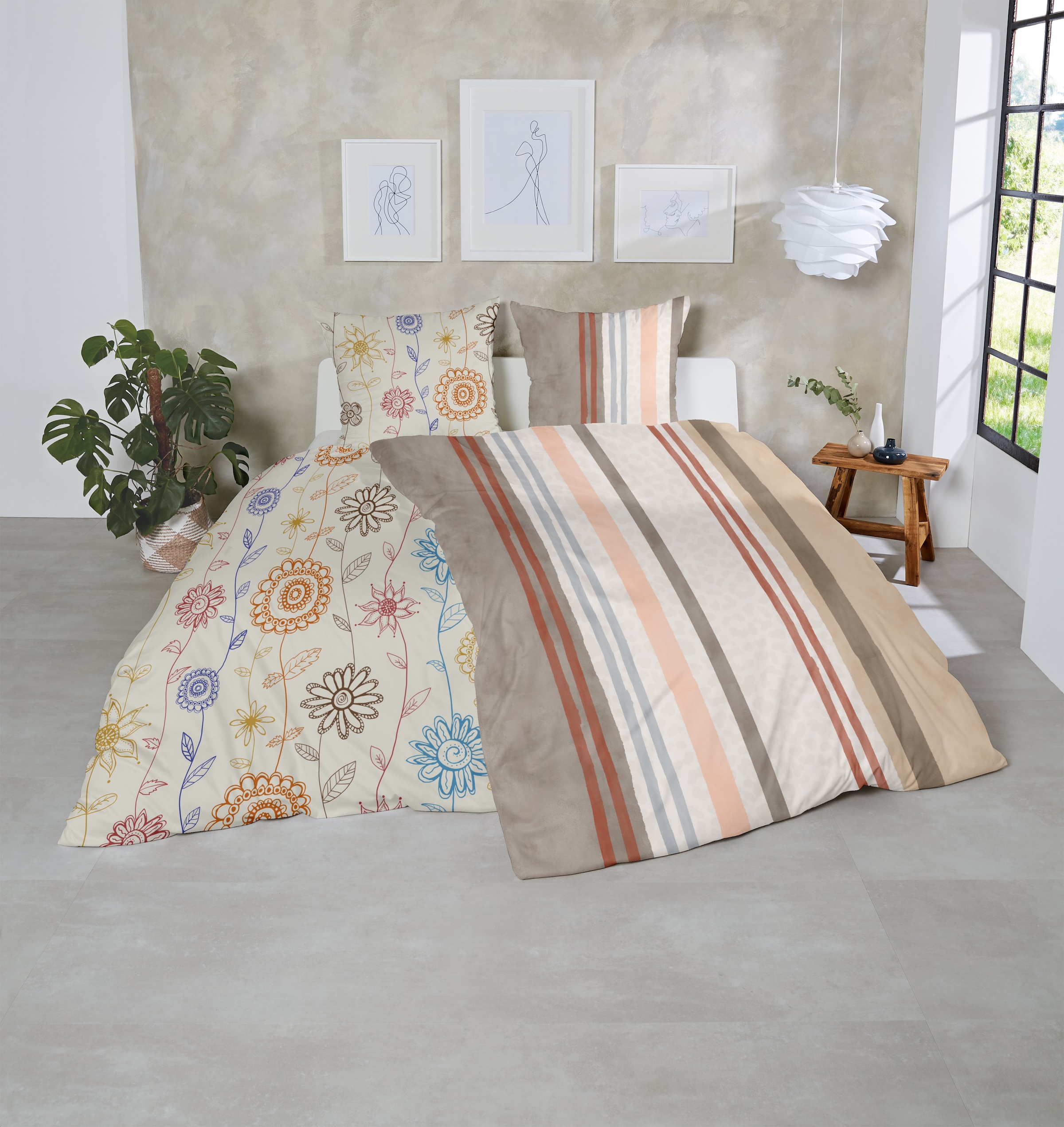 Primera Bettwäsche »Feinbiber-Bettwäsche Leo Stripe« 2 Stk. tlg. mit Leo-Struktur