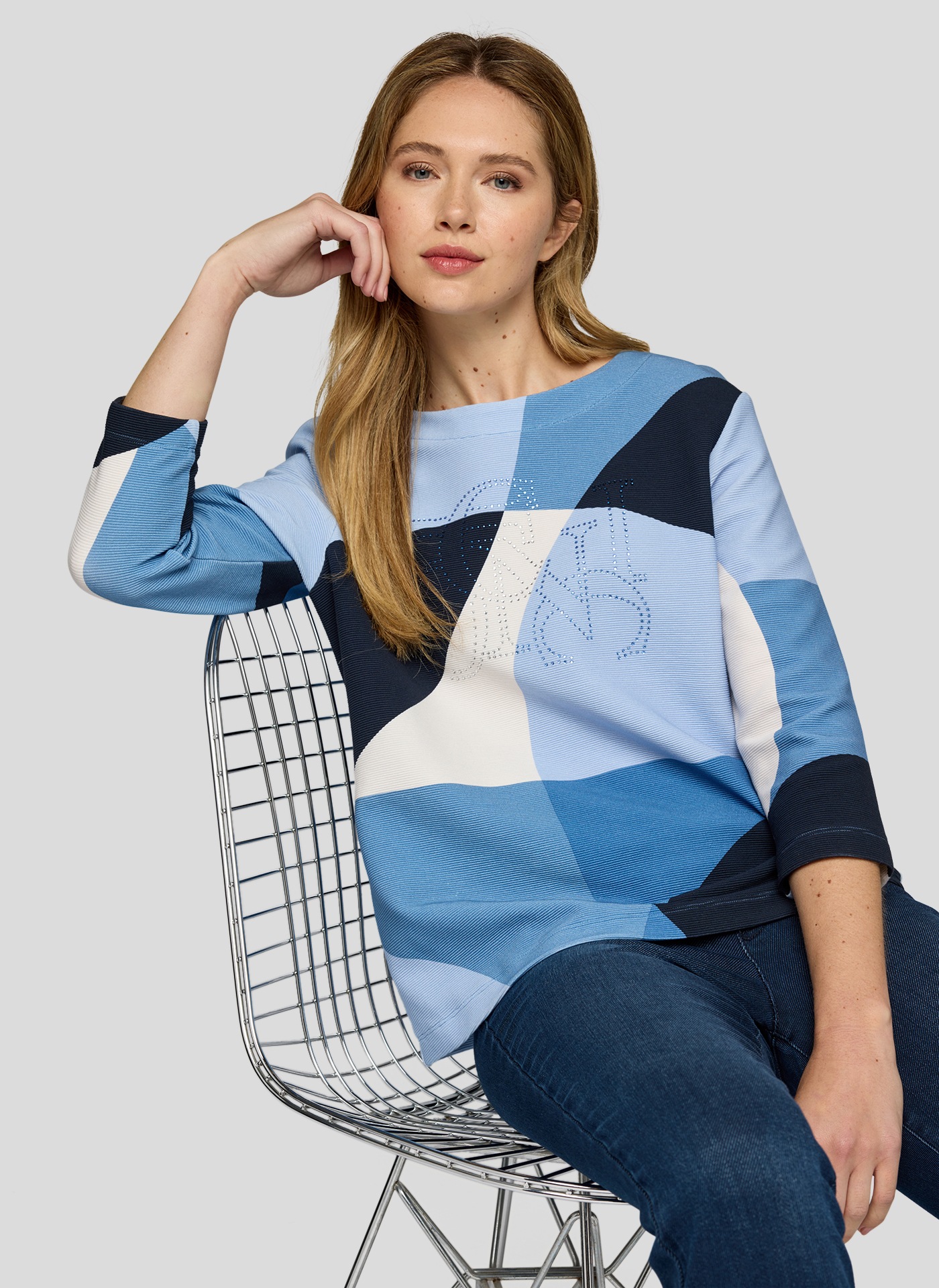 Thumbnail - Rabe 3/4-Arm-Shirt Sommershirt mit All-Over Print und Gflitzersteinen