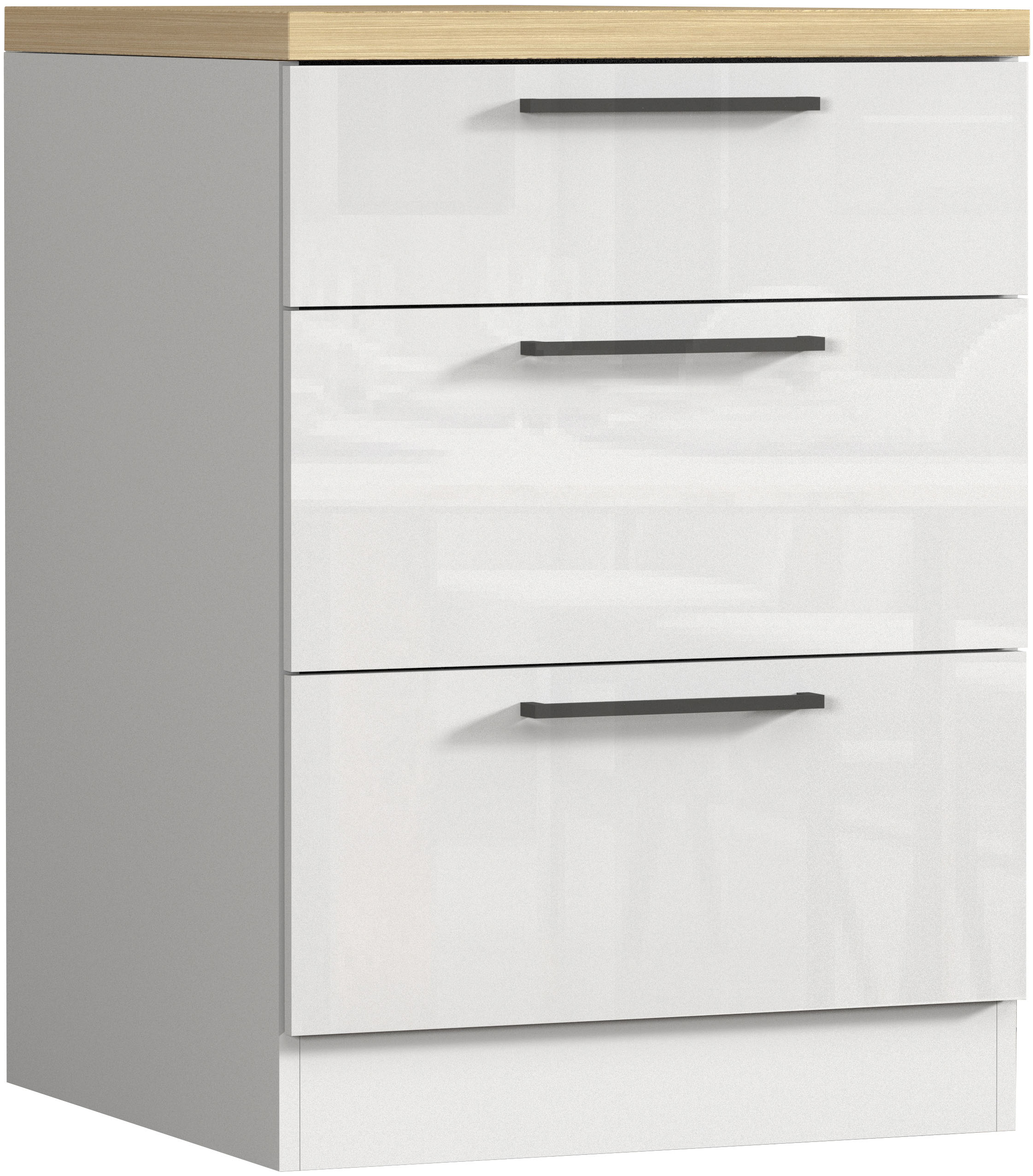 KOCHSTATION Unterschrank "Luna, Küchenunterschrank, Unterschrank mit Schubladen, Made in Italy" B/T/H: 60 × 60 × 85 cm, mit 3 Schubkästen, 3,5 cm starke Oberplatte