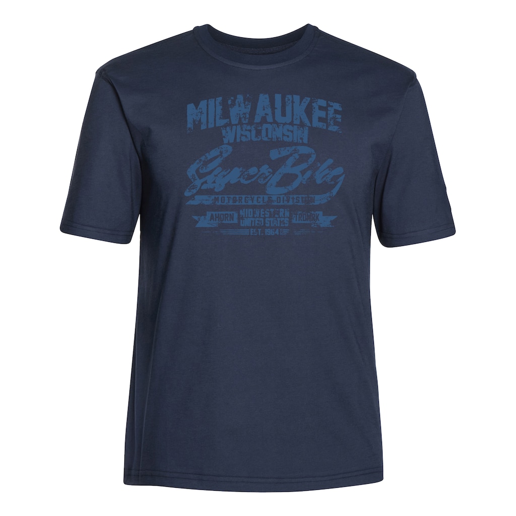 AHORN SPORTSWEAR T-Shirt »MILWAUKEE_ATLANTIC BLUE«, mit lässigem Frontprint