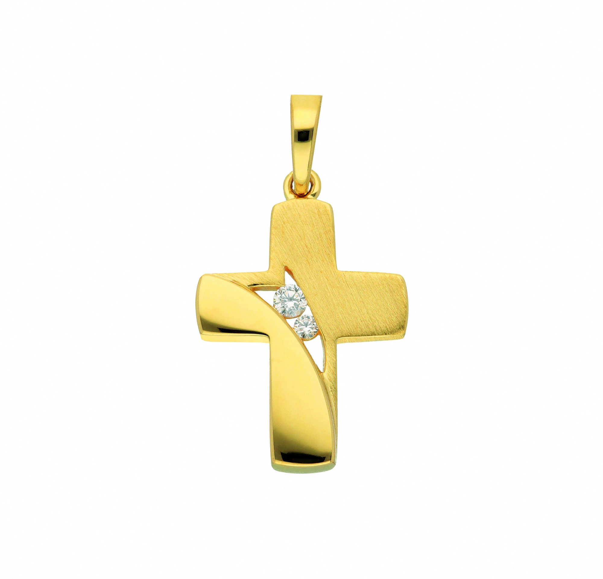 ADELIA ́S Damen Kettenanhänger "Kreuzanhänger 333 Gold ( 8K ) mit Zirkonia", mit Zirkonia, Goldgold, Gold, Schmuckanhänger, Goldanhänger Kreuz