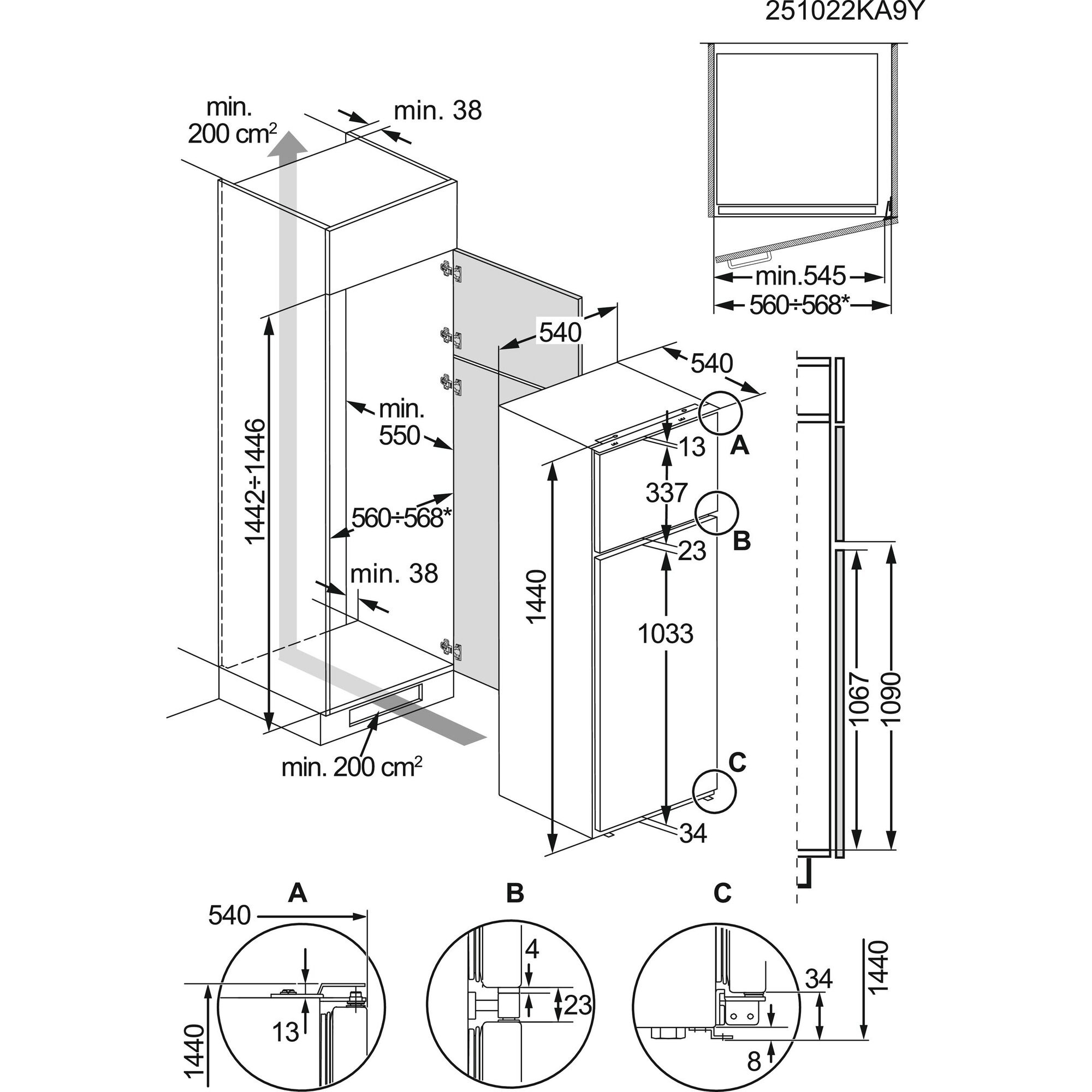 AEG Top Freezer 3000 »TD3SS141ES« 144 cm hoch 54 cm breit LowFrost – weniger Eisbildung im Gefrierfach für selteneres Abtauen