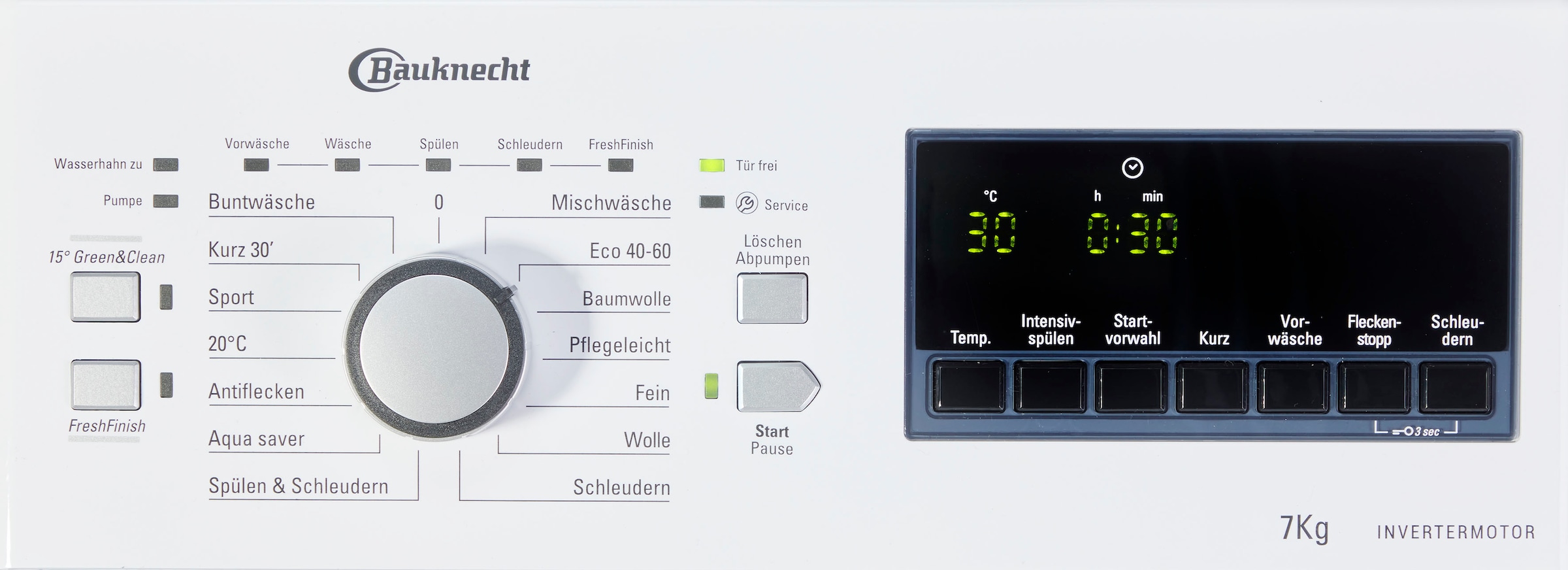 BAUKNECHT Waschmaschine Toplader »WAT Eco 712 B3«, 7 kg, 1200 U/min, Kurz 30 min., Vollwasserschutz, SoftOpening, Startzeitvorwahl
