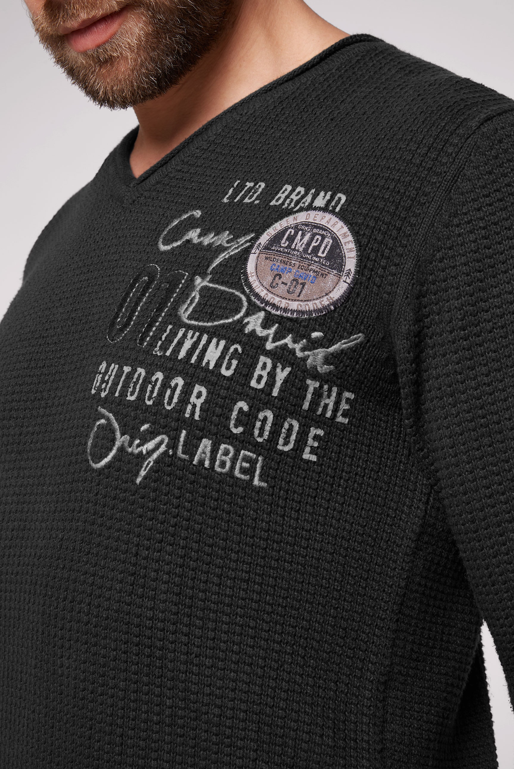 CAMP DAVID Strickpullover, mit Logo Print