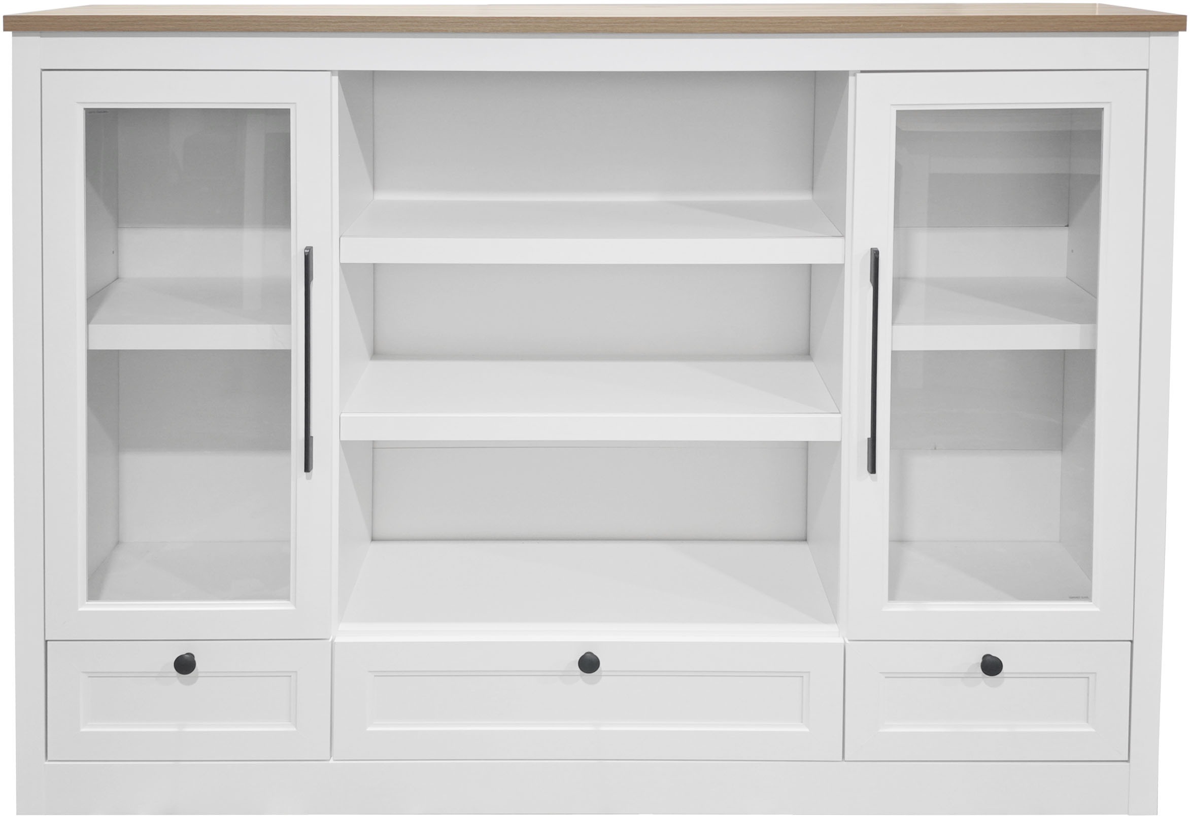 OTTO home Highboard »Ismund«, aus MDF, mit Holz-Zierleiste, schwarzen Metallgriffen, Höhe 121 cm