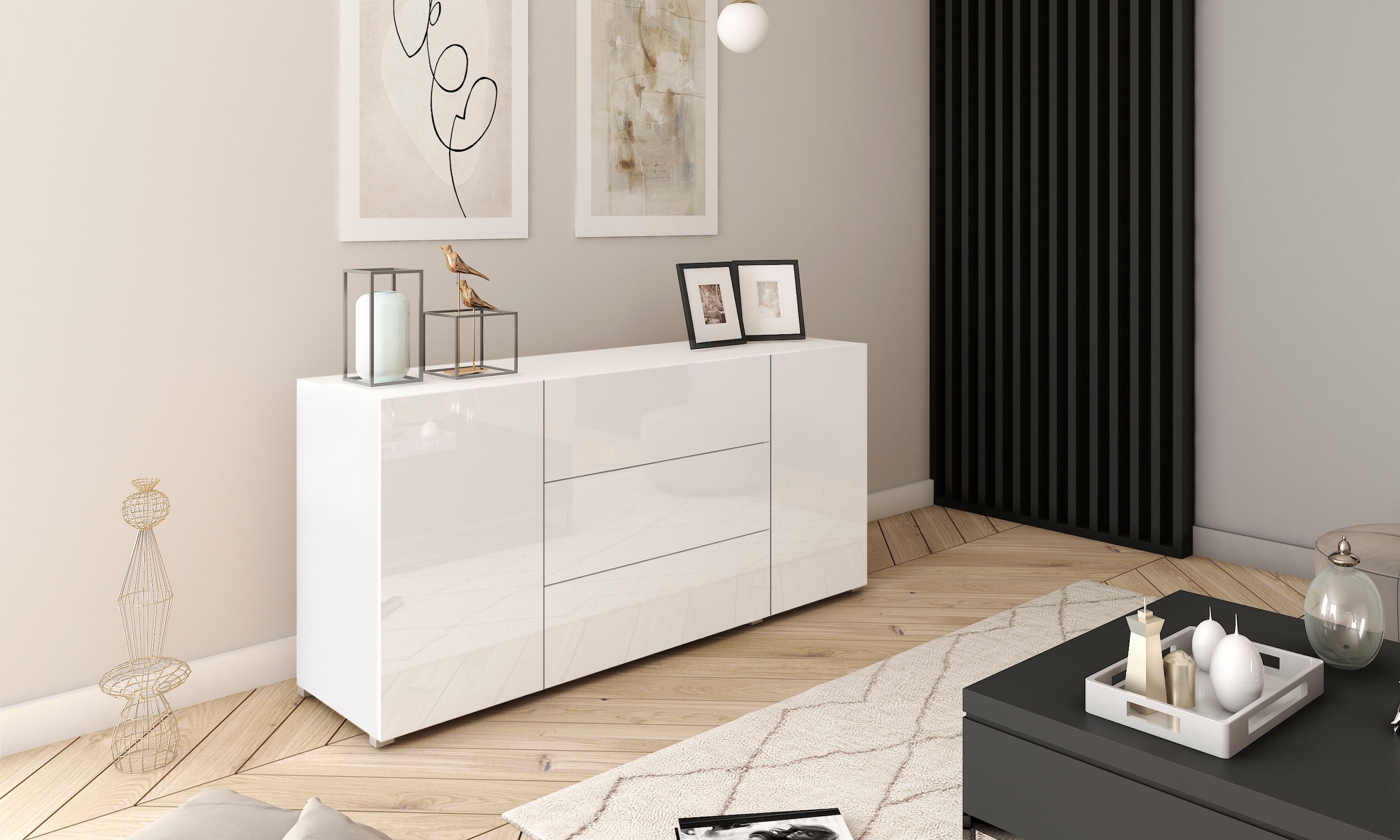 INOSIGN Sideboard "BERLIN", Moderne grifflose Kommode Breite 150 cm, 4 Schu günstig online kaufen