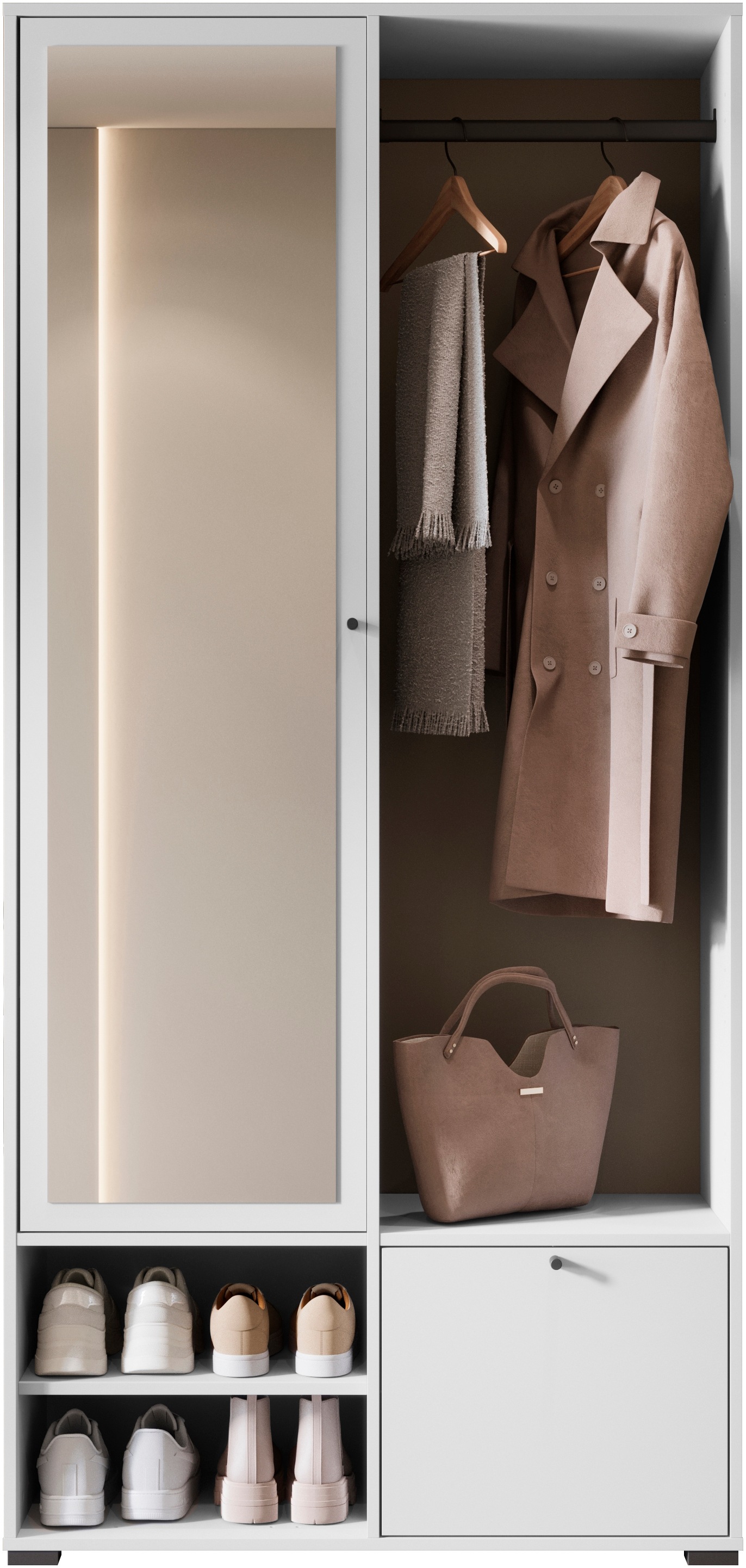 Thumbnail - INOSIGN Garderobenschrank "DINO Kompaktgarderobe, Garderoben-Set DINO", Mit Spiegel und Kleiderstange, 90 cm breit, Türa...