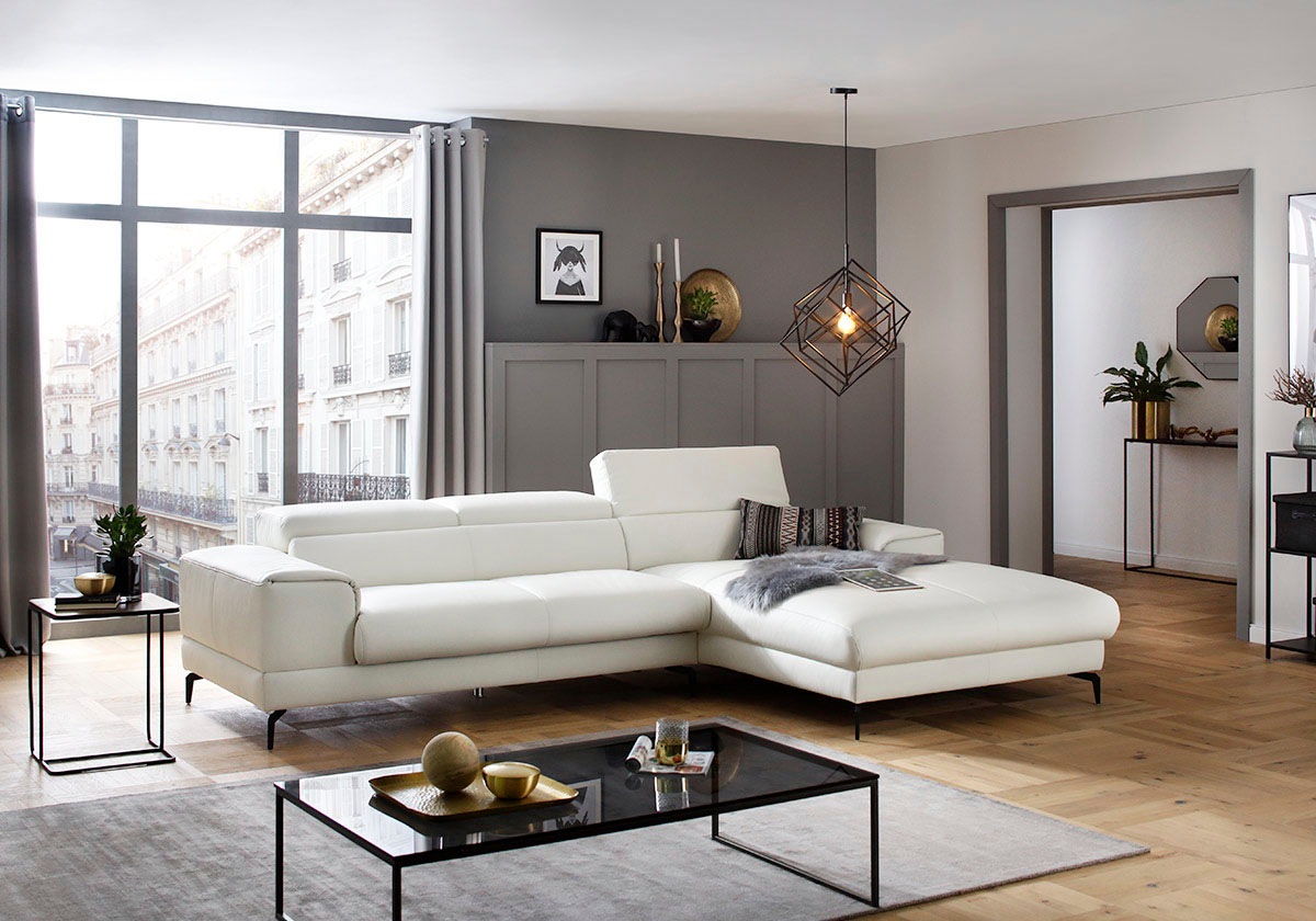 W.SCHILLIG Ecksofa »piedroo, Designsofa mit tollem Sitzkomfort, L-Form«, Kopfteilverstellung, wahlweise mit Sitztiefenverstellung, Breite 303cm