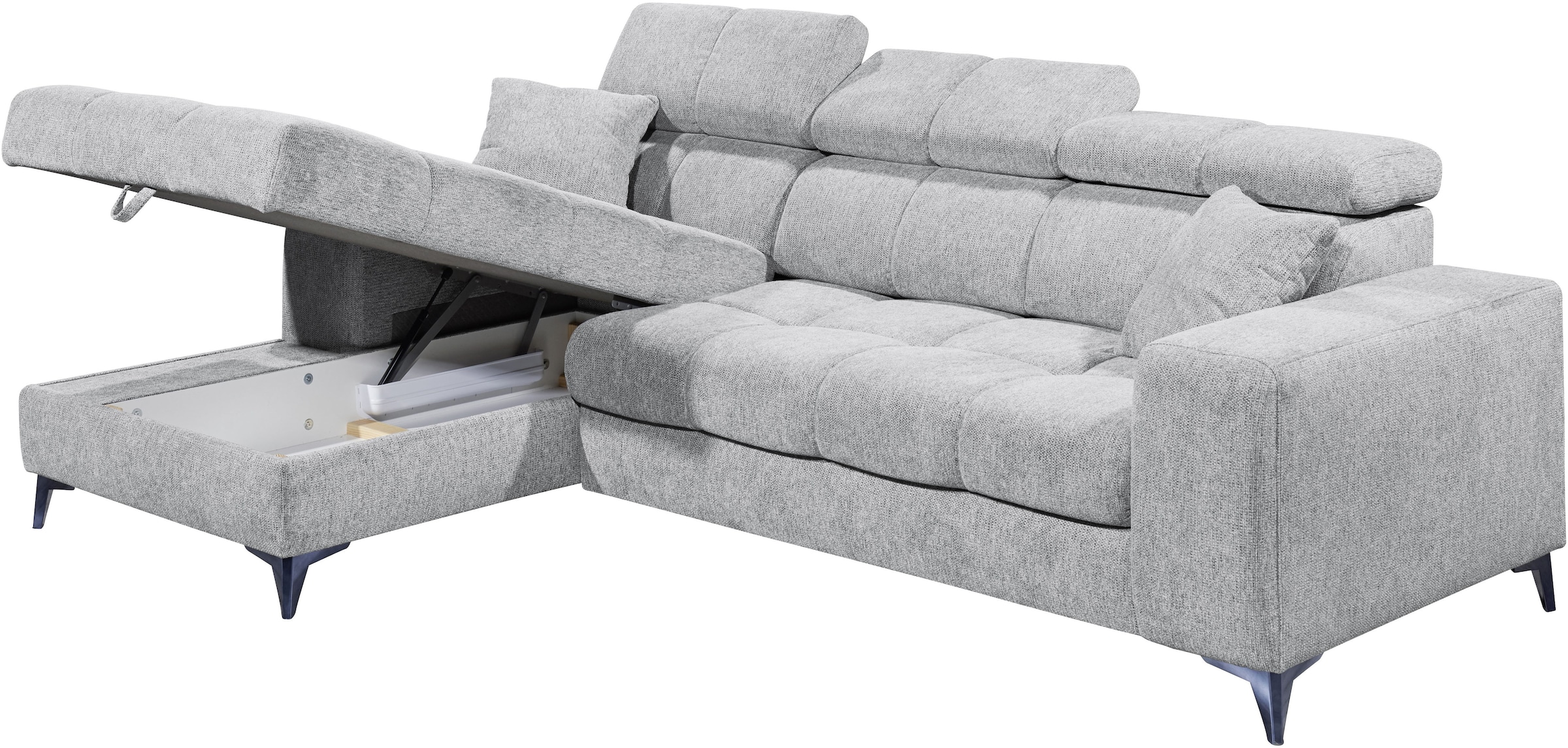 ED EXCITING DESIGN Ecksofa »Sydney L-Form«, (2 St.), frei im Raum stellbar, mit Bettkasten, inkl. Kopfteilverstellung
