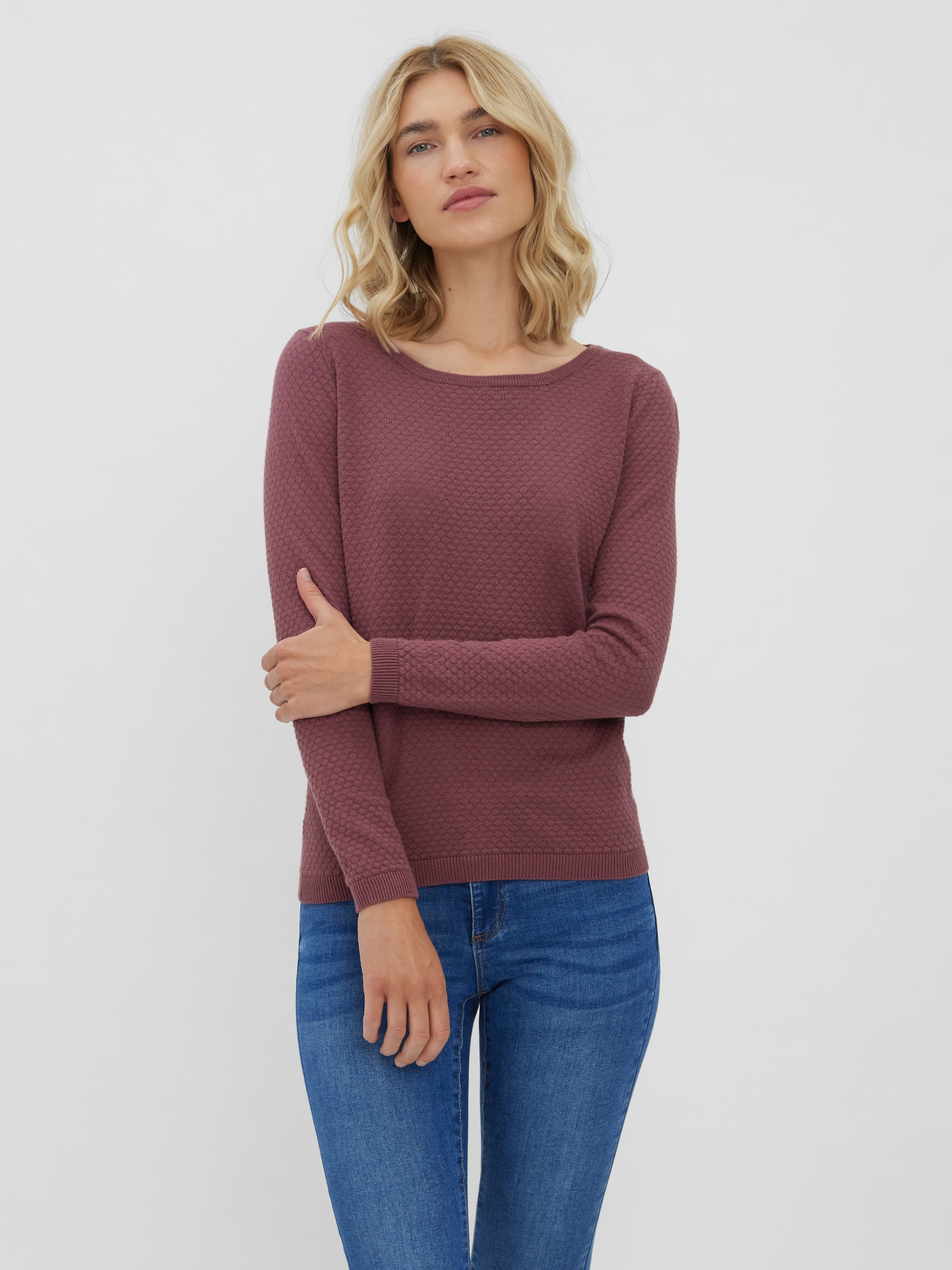 Vero Moda Rundhalspullover "VMCARE STRUCTURE LS O-NECK BLOU NOOS" günstig online kaufen