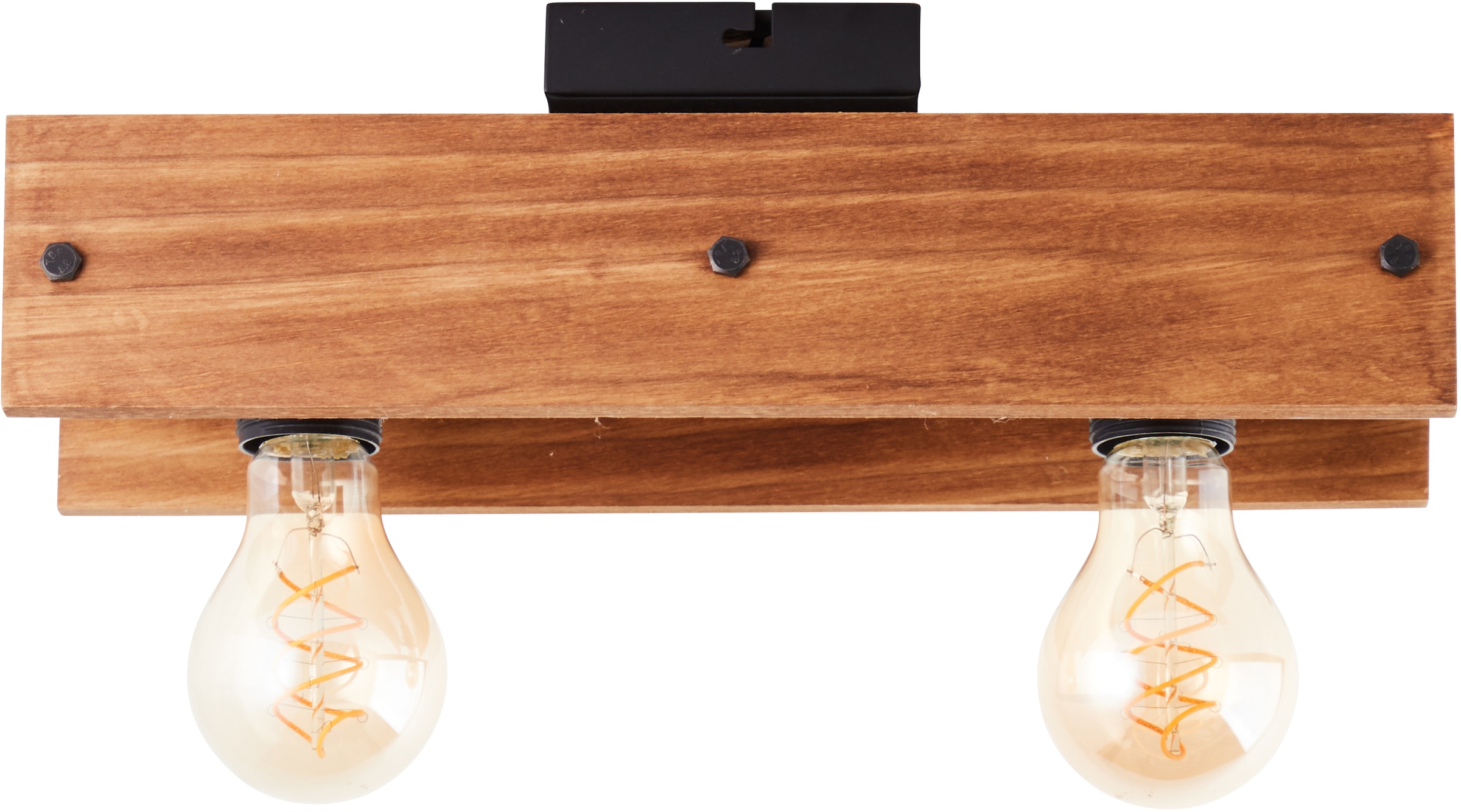 Brilliant Deckenleuchte »Calandra«, 2 flammig, Leuchtmittel E27 | ohne Leuchtmittel, 38 cm Breite, 2 x E27, Metall/Holz, schwarz/holz