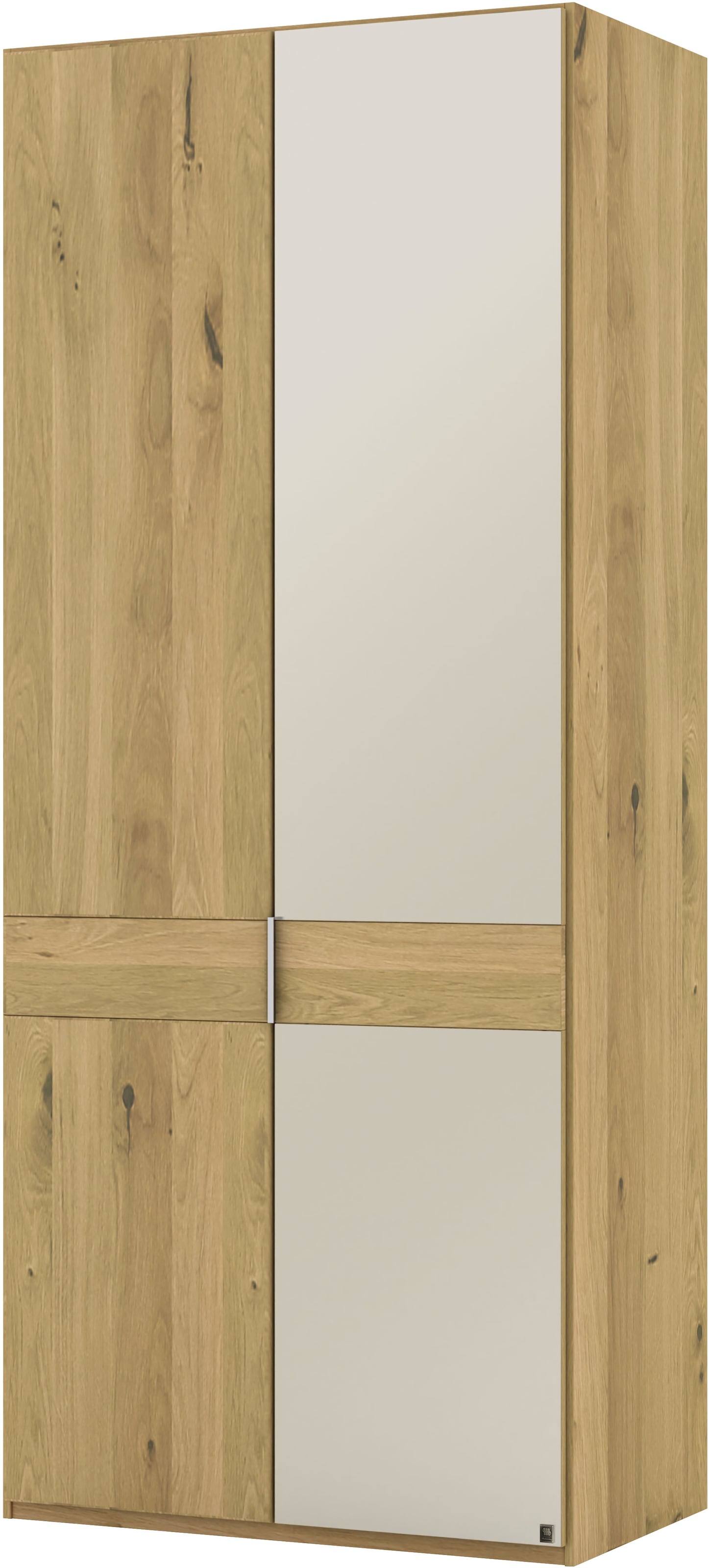 Musterring Drehtürenschrank »Savona, Kleiderschrank, Schrank, Garderobe, teilmassiv Eiche«, (mit Türdämpfern, mit Spiegel oder Glas, extra Böden, MADE IN GERMANY), Türen in Bianco-Eiche massiv, Spiegel-/Glastüren, verschiedene Größen