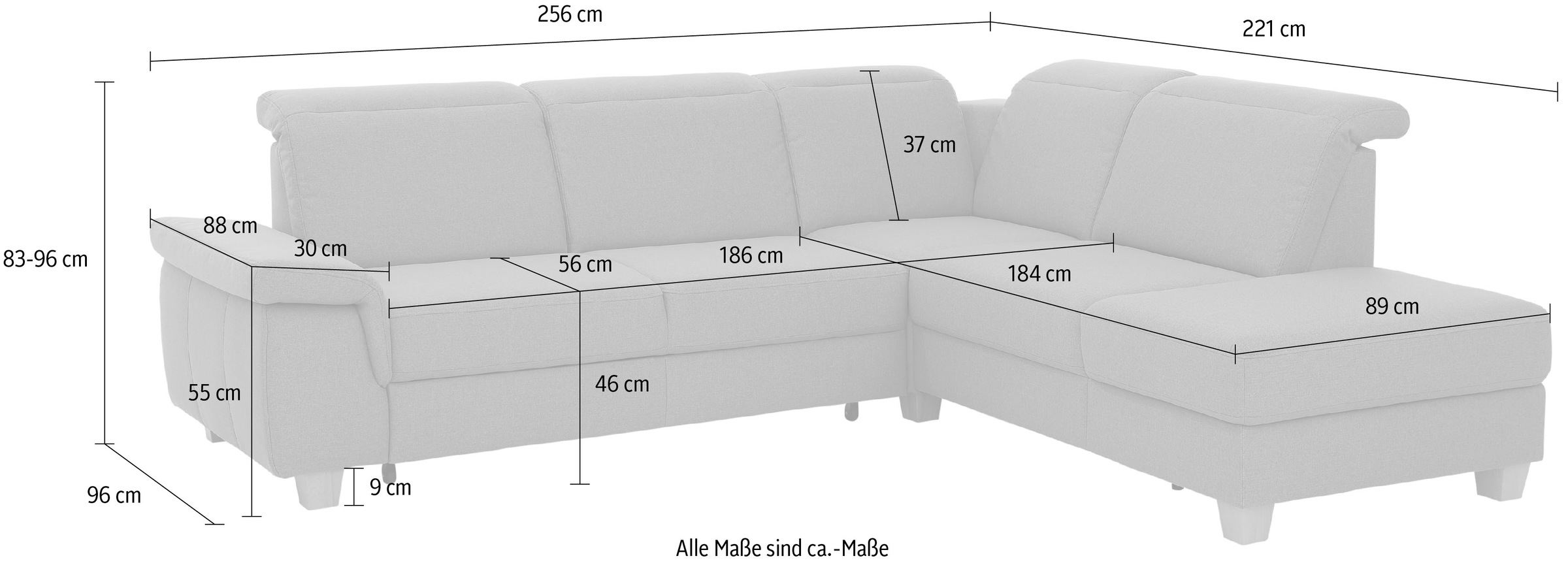 Home affaire Ecksofa »Dalia L-Form«, mit Federkernpolsterung, wahlweise mit Bettfunktion, Bettkasten