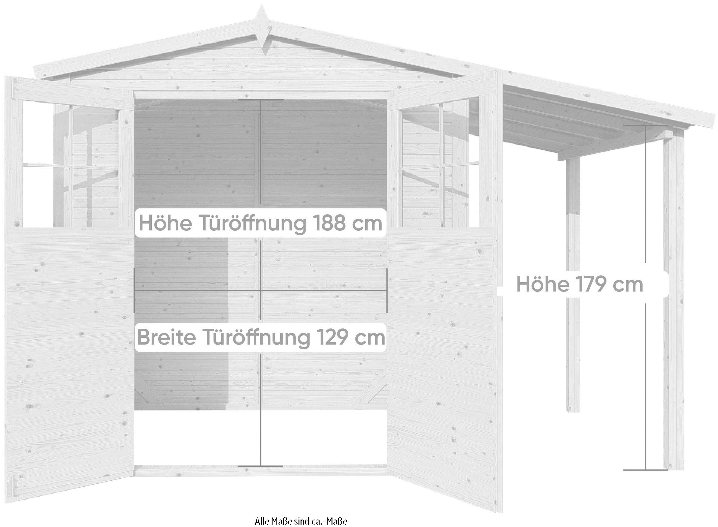 KONIFERA Gartenhaus »Alto 2 PLUS Fineline Satteldach«, mit Anbaudach