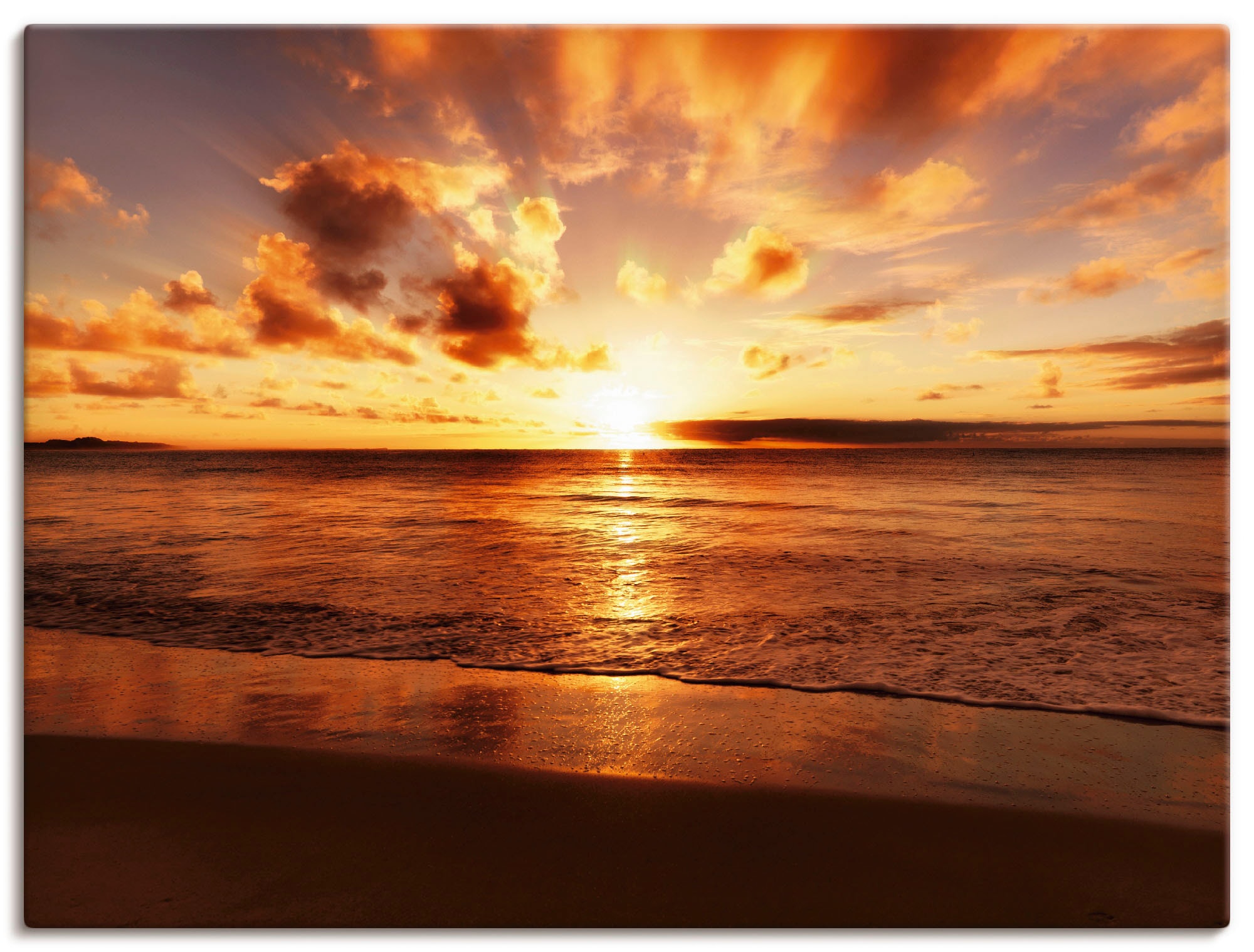 Artland Wandbild "Schöner Sonnenuntergang Strand", Gewässer, (1 St.), als Leinwandbild, Poster, Wandaufkleber in verschi