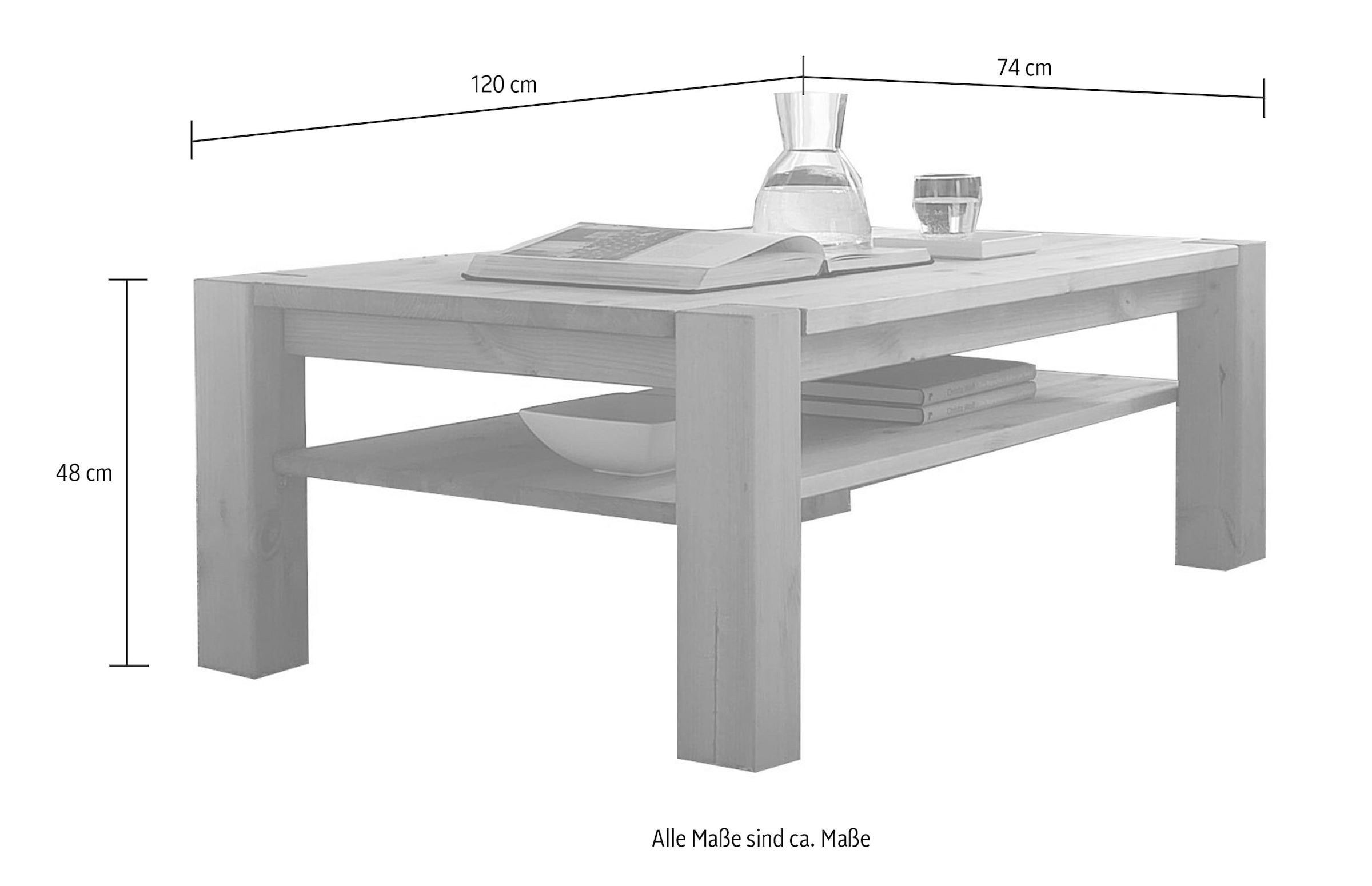 Tisch, 120 »Vita«, Breite | Wohnglücklich BAUR by cm, Couchtisch Kiefer massiv, Landhausstil Infantil