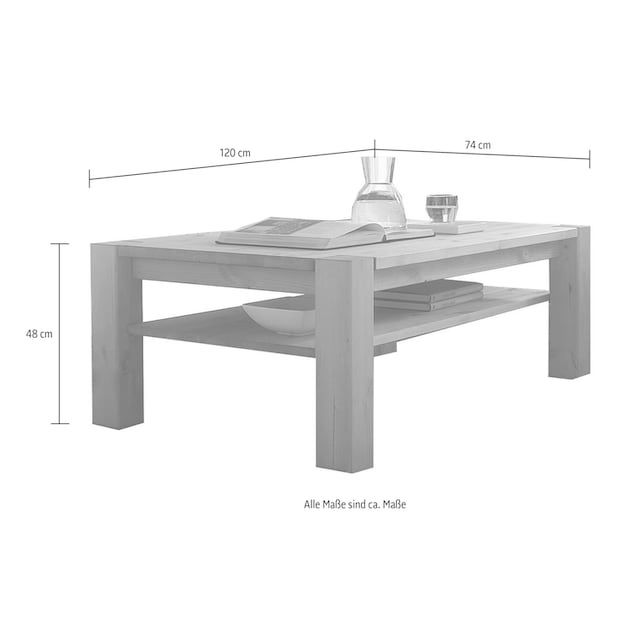 Wohnglücklich by Infantil Couchtisch »Vita«, Tisch, Breite 120 cm, Kiefer  massiv, Landhausstil | BAUR