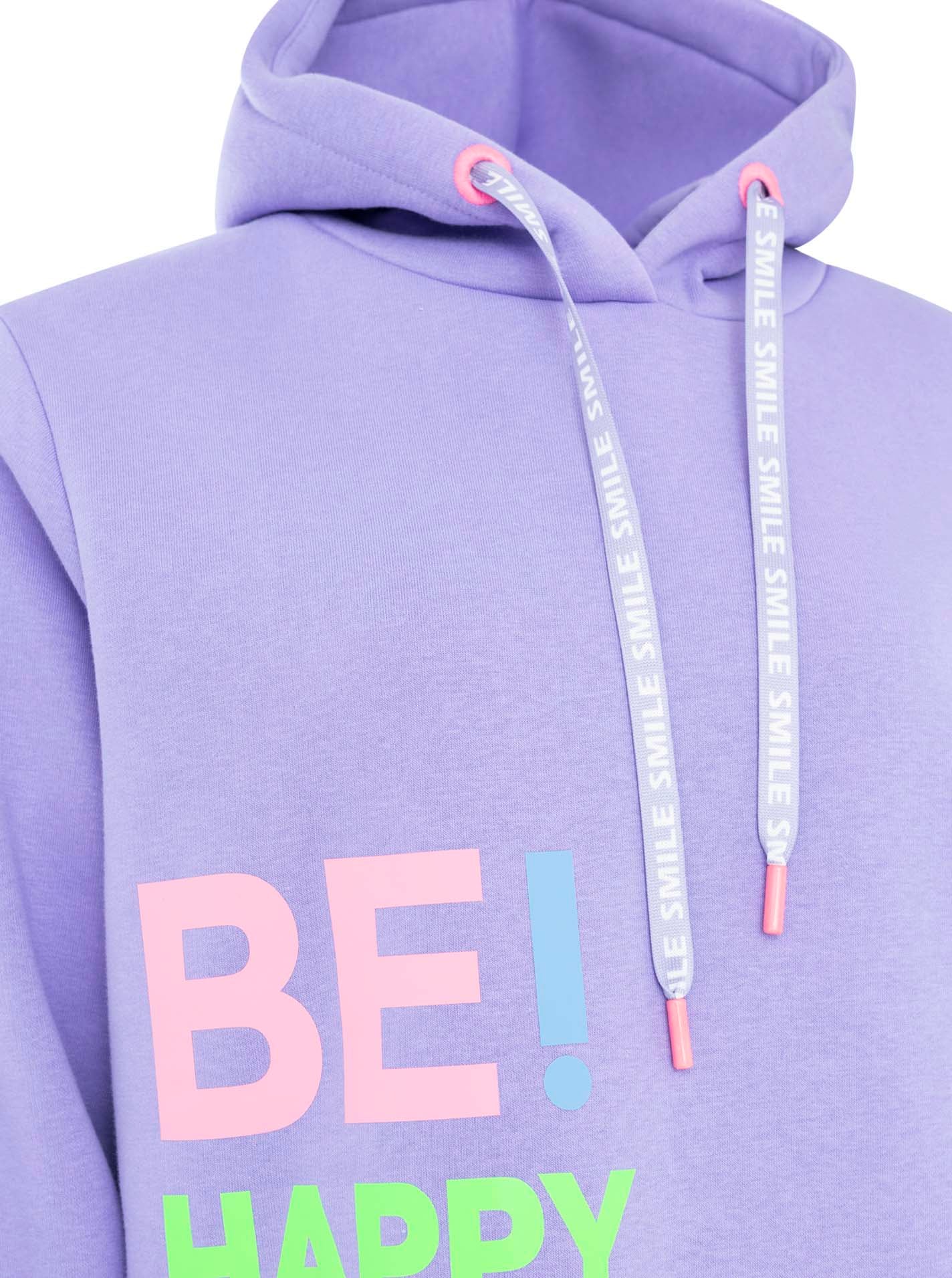 Zwillingsherz Hoodie »"Be Happy!"«, gestreifte Bündchen, Aufdruck auf Brust, Kapuze, Kängurutasche
