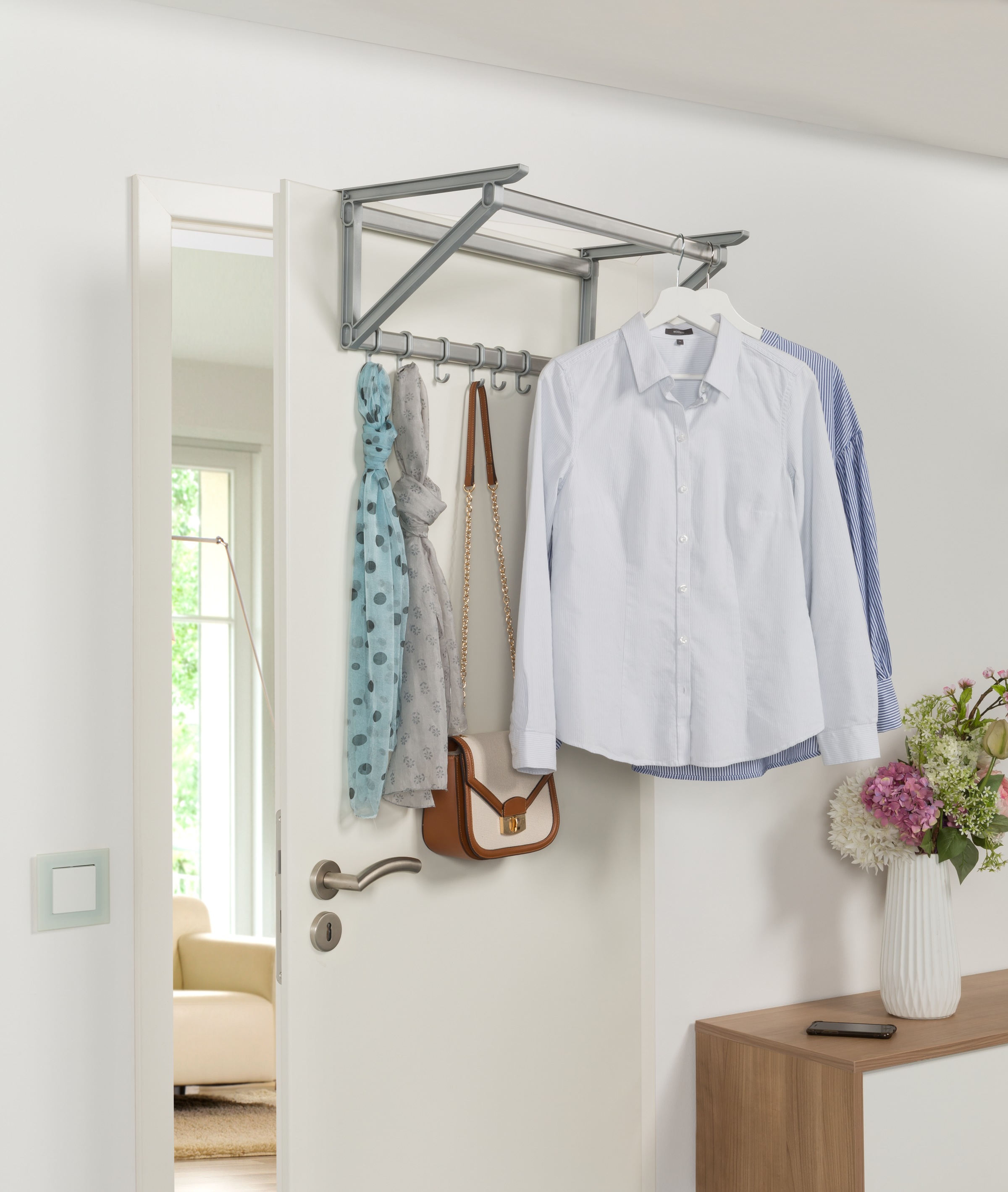 Ruco Türgarderobe, schafft zustätzlichen Stauraum, mit 6 Haken, Aluminium/Kunststoff