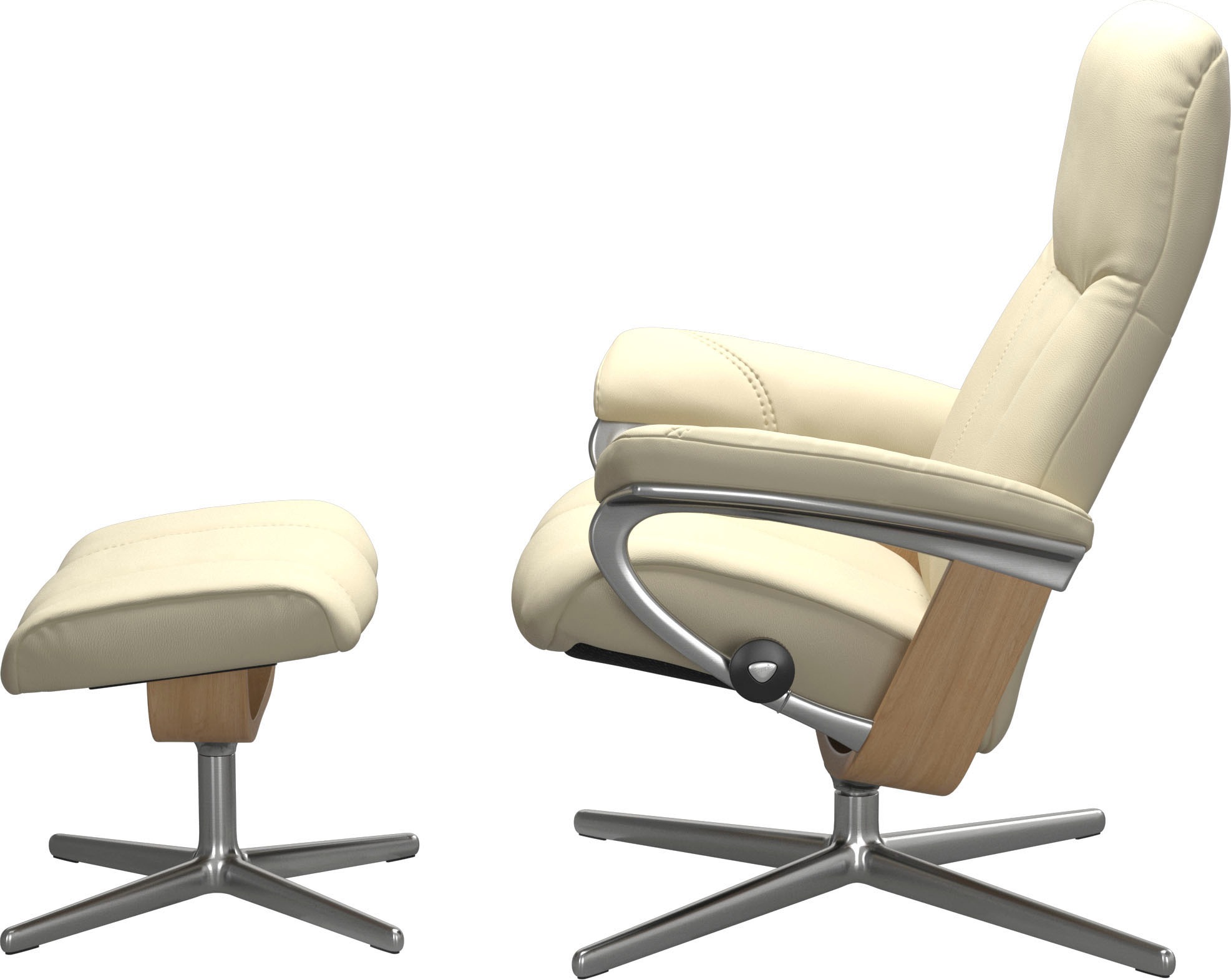 Stressless® Relaxsessel »Consul«, (Set, Relaxsessel mit Hocker), mit Hocker, mit Cross Base, Größe S, M & L, Holzakzent Eiche