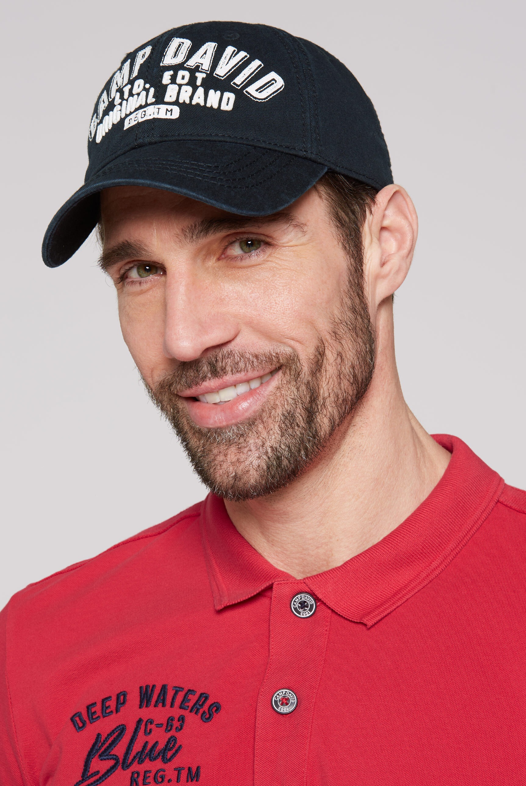 CAMP DAVID Herren Baseball Cap, blau, bestickt, Baumwolle, Caps, mit Klett-Verschluss