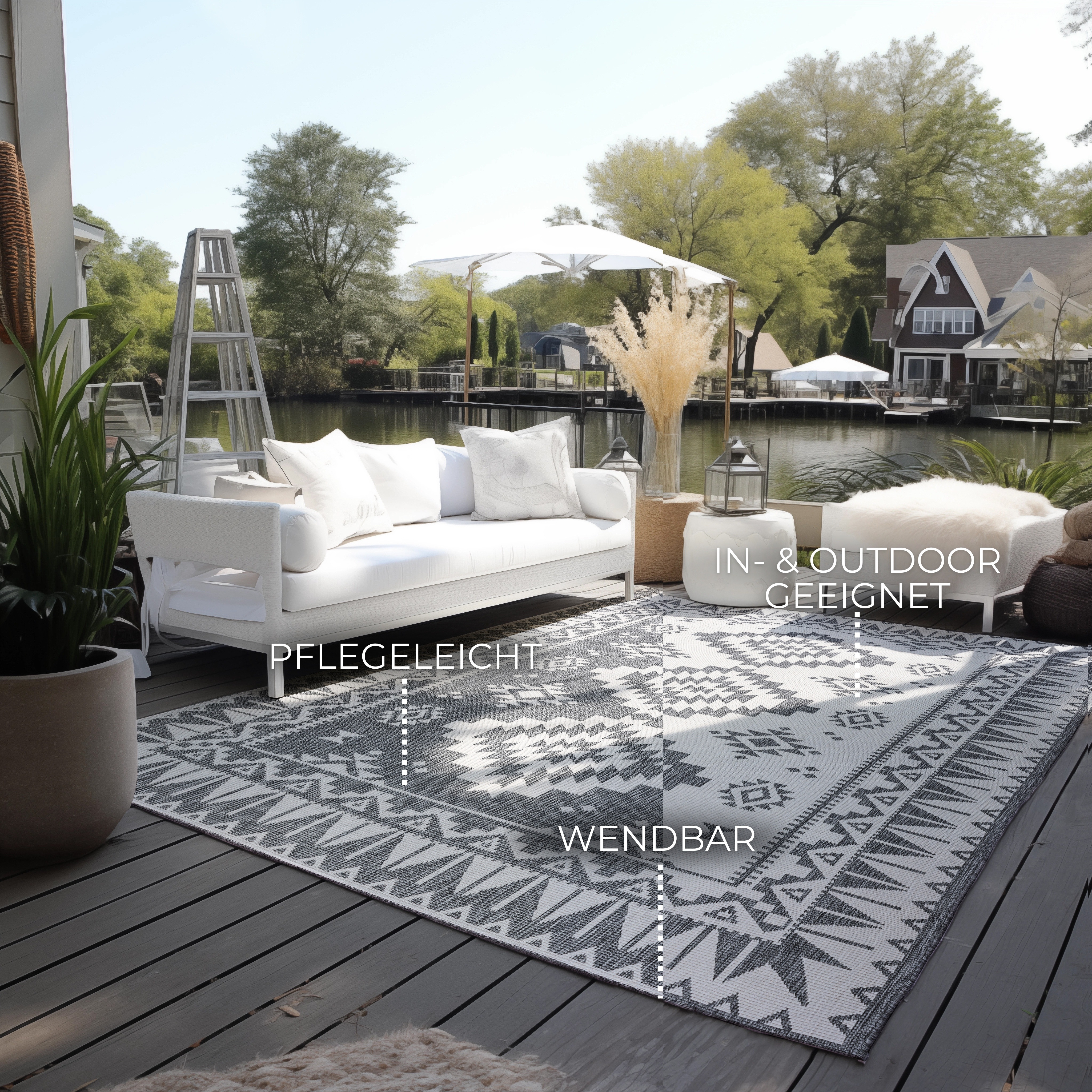 Thumbnail - ELLE DECORATION Teppich "Dynamic, Wendeteppich", rechteckig, 5 mm Höhe, Flachgewebe, In-& Outdoor, Modern, wendbar, Balk...