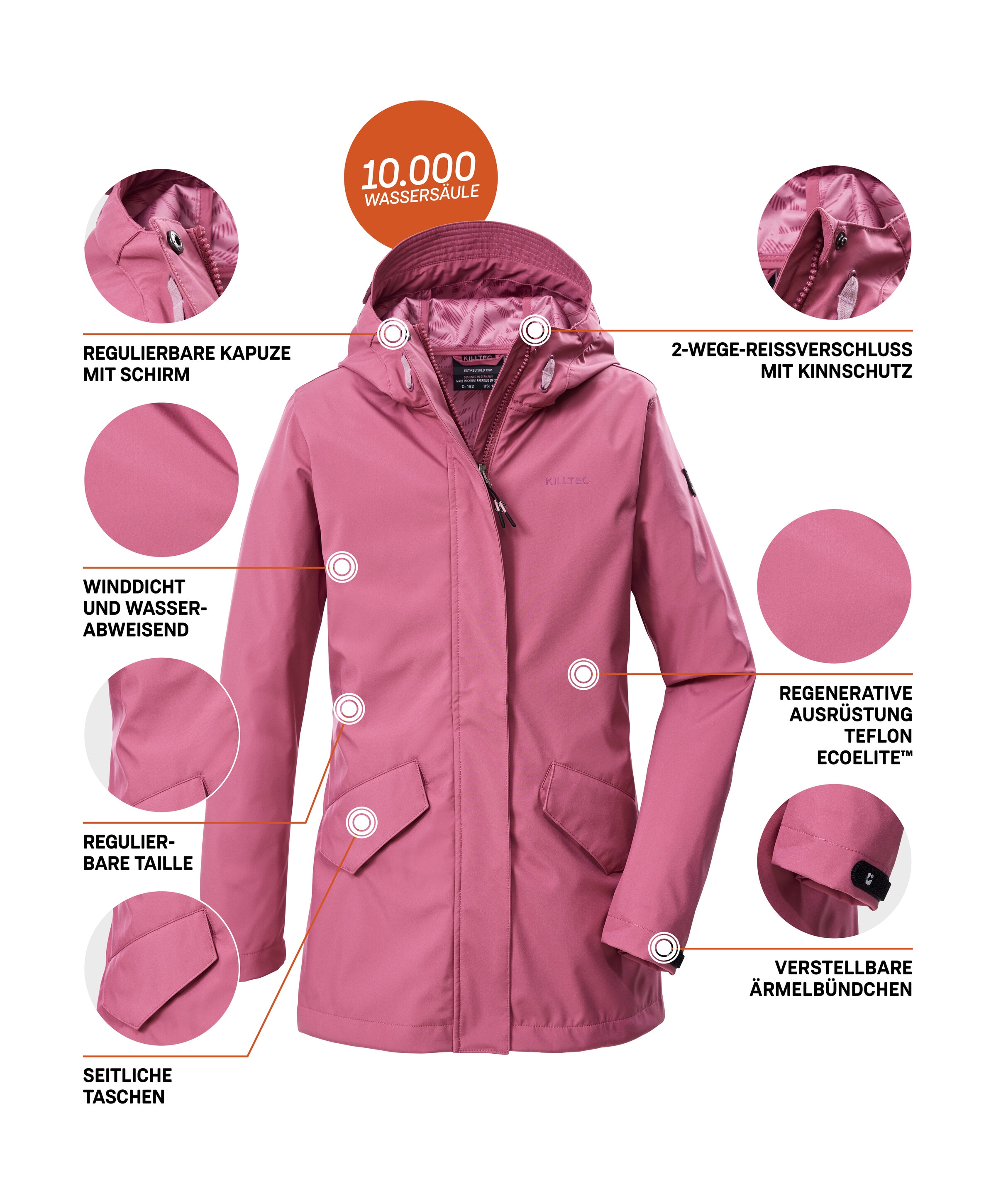 Killtec Softshellparka »KOS 120 GRLS SFTSHLL PRK« Wasserabweisender, winddichter Parka mit 10.000 mm Wassersäule