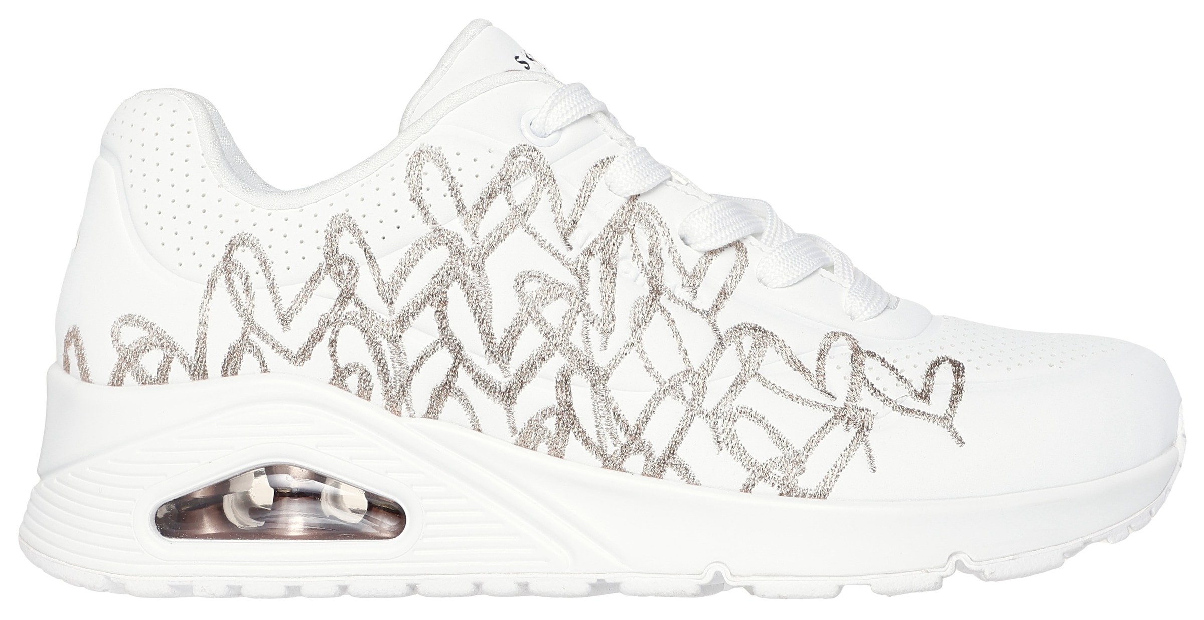 Skechers Sneaker »UNO-GOLDEN HEART«, Freizeitschuh, Schnürschuh mit goldfarbenen Mylar-Stickereien