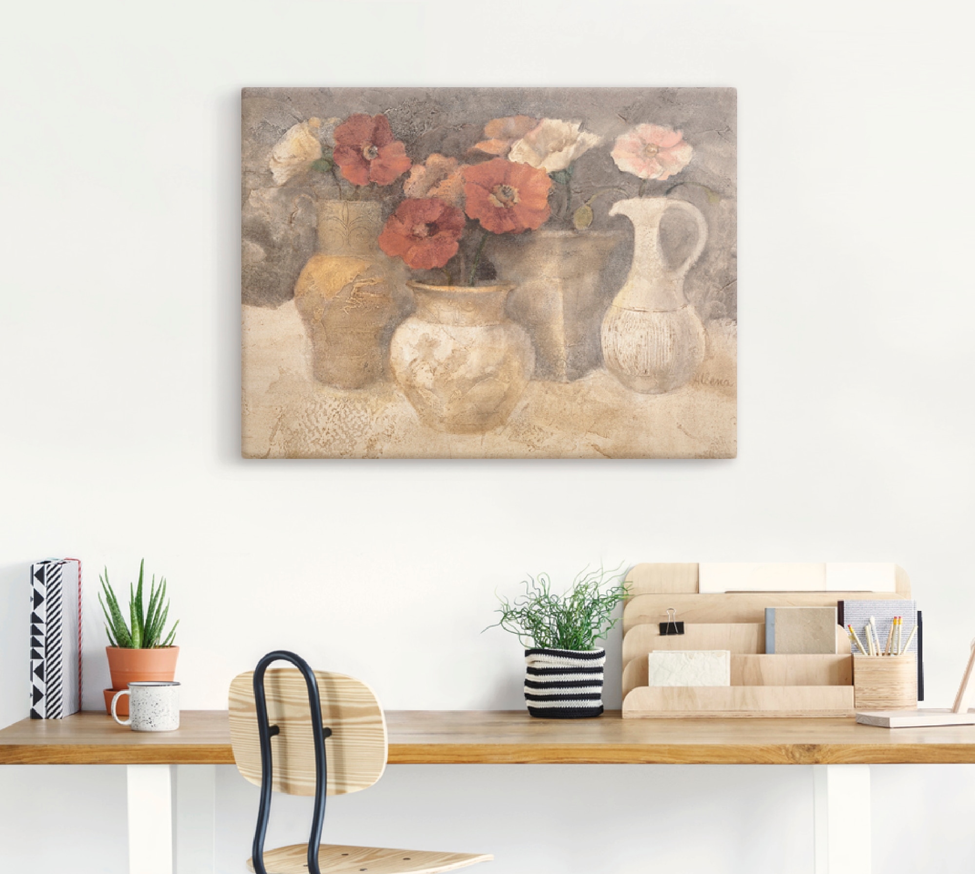 Artland Wandbild »Weißer Mohn«, Vasen & Töpfe, (1 St.), als Leinwandbild, Poster in verschied. Größen
