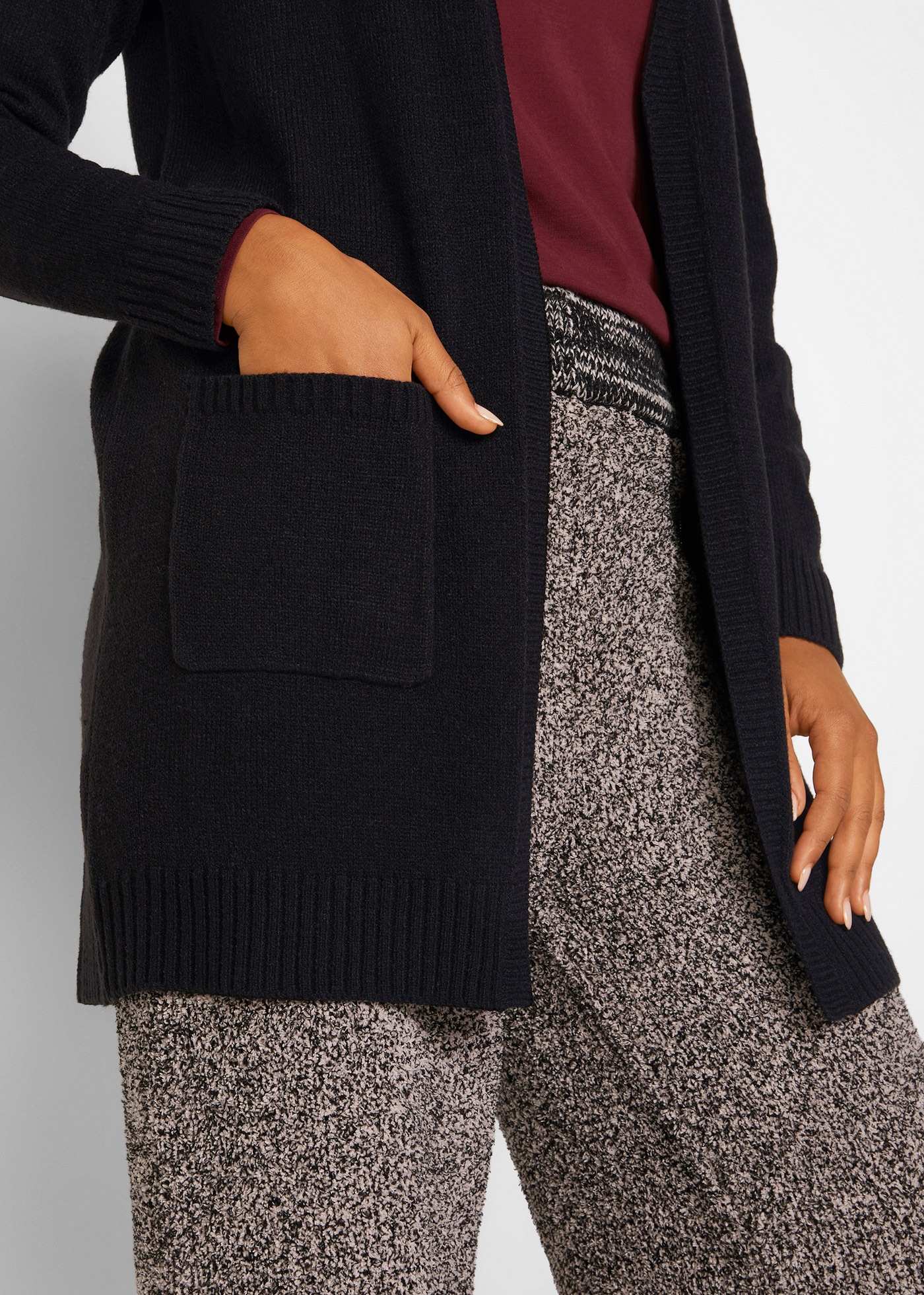 Thumbnail - bonprix Longstrickjacke ohne Verschluss und mit zwei aufgesetzten Taschen