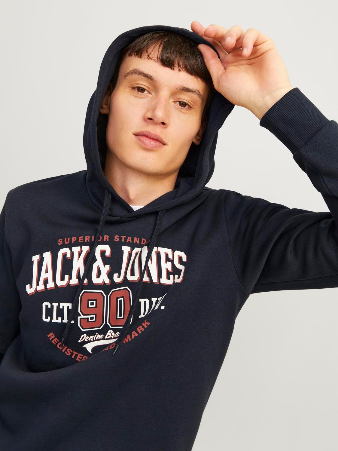 Jack & Jones Hoodie JJELOGO Sweat Hood mit großem Print auf der Vorderseite günstig online kaufen