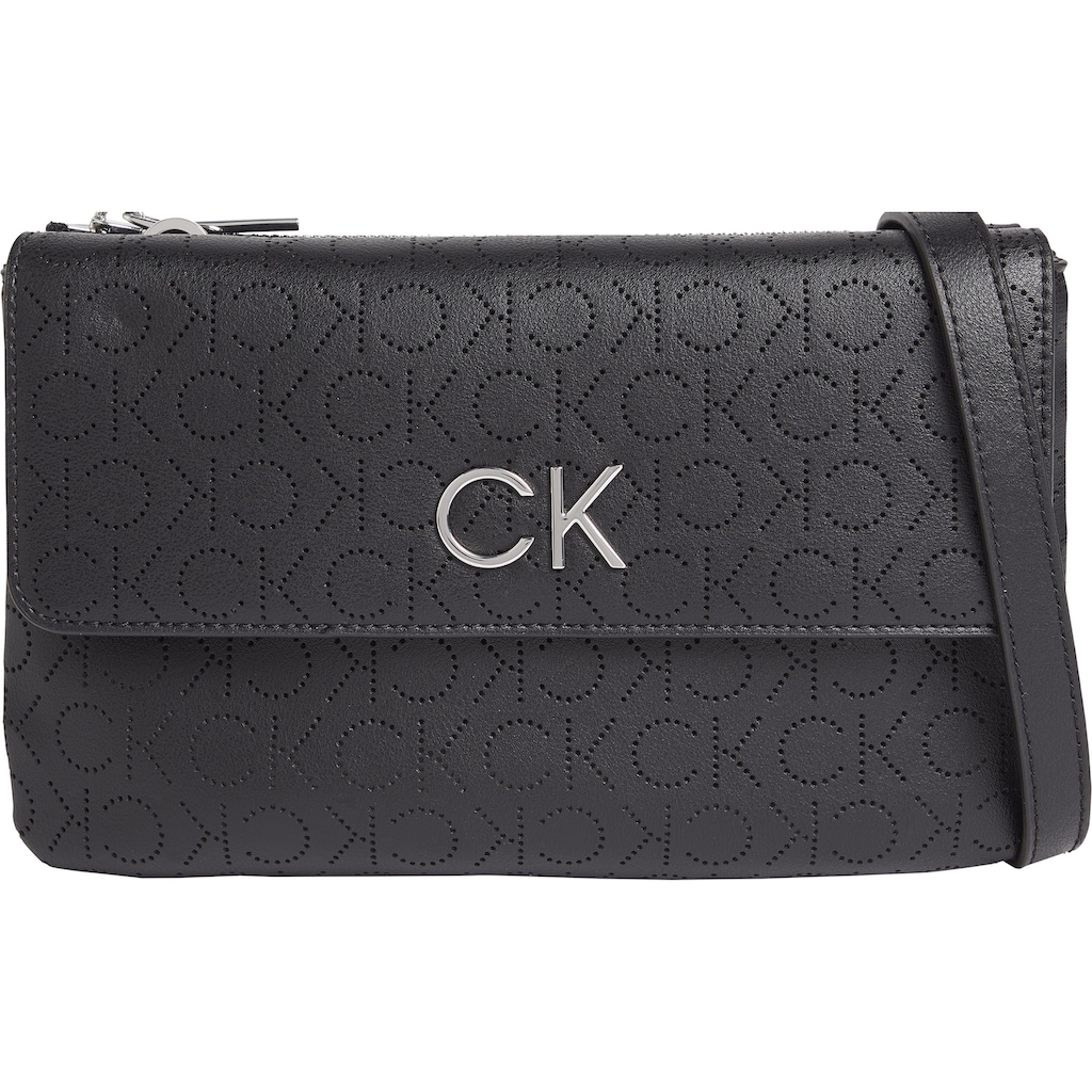 Damenmode Festliche Mode Calvin Klein Umhängetasche »RE-LOCK DBL CROSSBODY BAG PERF«, mit modischer Logo Prägung schwarz