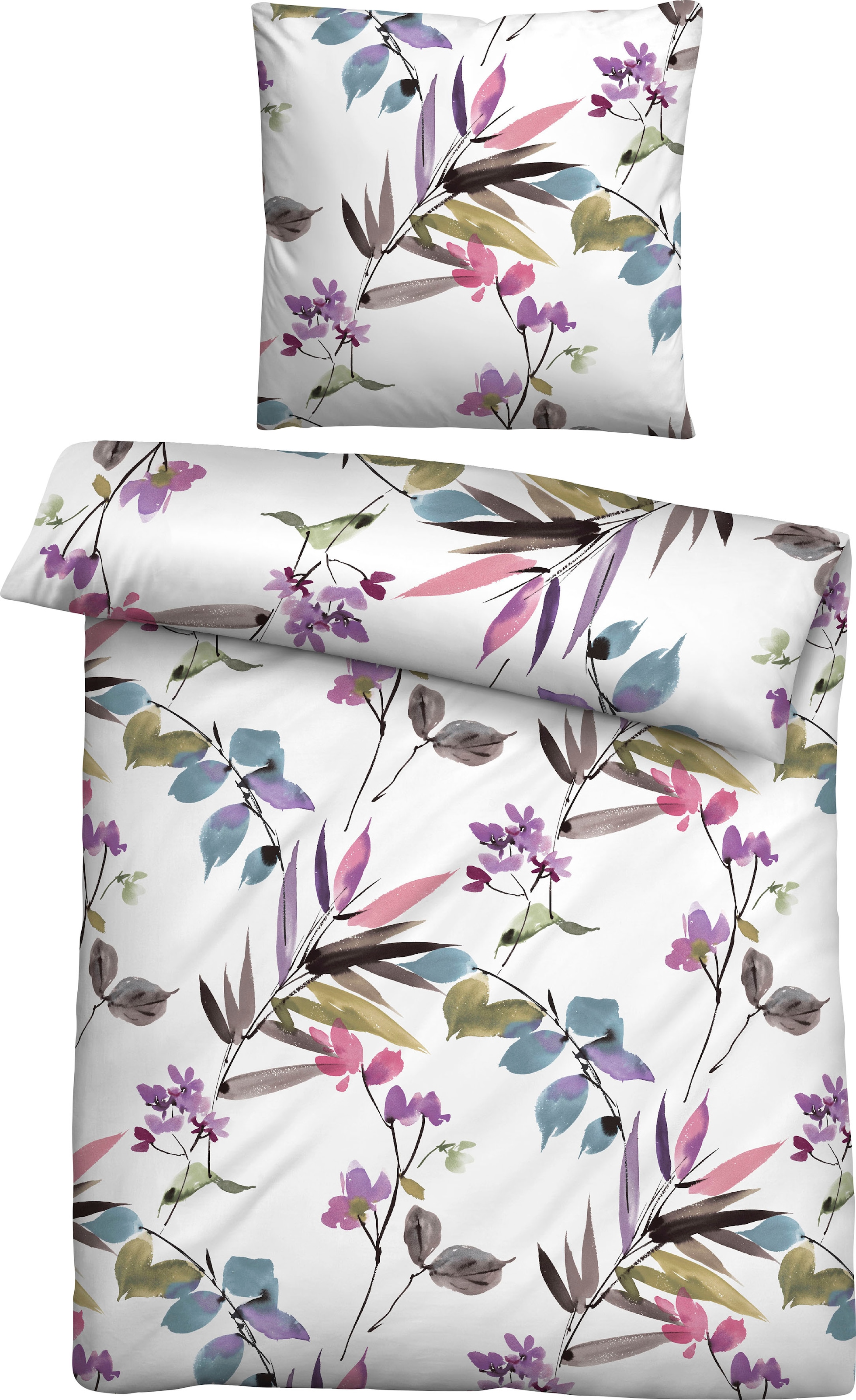 Biberna Bettwäsche »Maria in Gr. 135x200 oder 155x220 cm«, aus Baumwolle, florale Bettwäsche in Soft-Seersucker Qualität