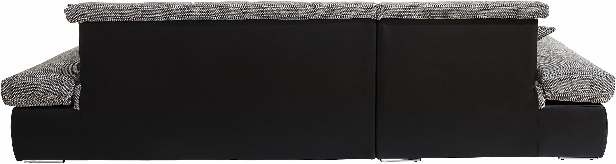 DOMO collection Ecksofa "MORIC 300x172 cm, XXL-Sofa mit viel Platz, L-Form, auch in Cord" wahlweise mit Bettfunktion und Armteilverstellung, schwarz-silber