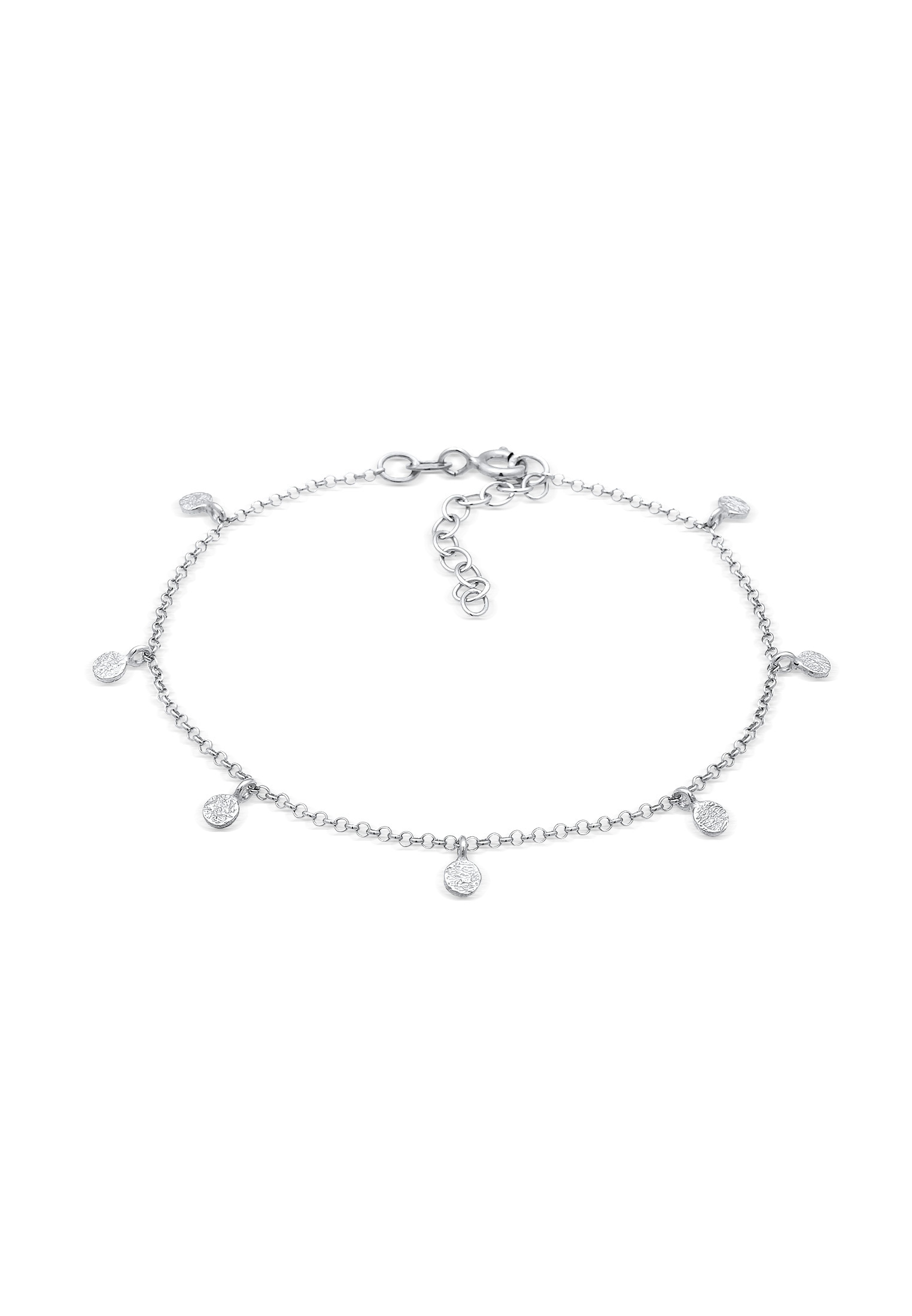 ELLI Damen Armkette "Armband Plättchen Coin Rund Matt Struktur 925 Silber", Silber 925 (Sterlingsilber), silber, Silber 925 (Sterlingsilber),