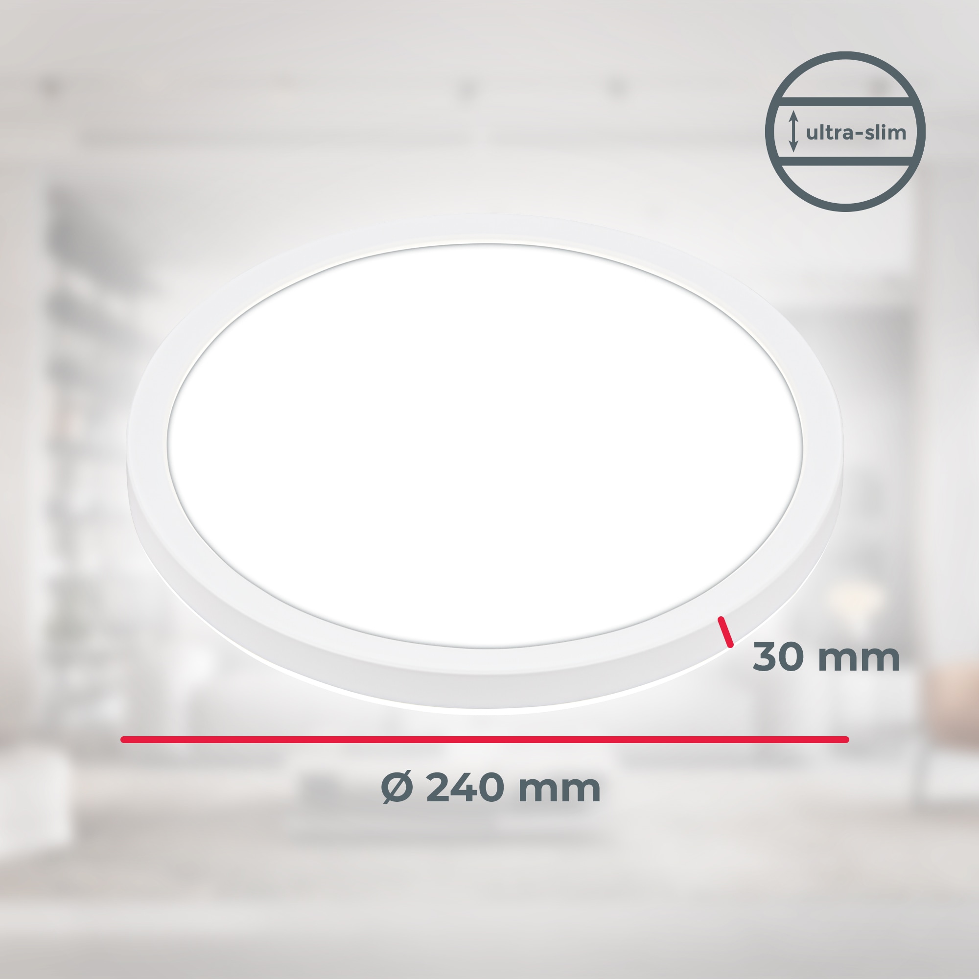 B.K.Licht LED Deckenleuchte »BKL1598 Ultraflache Deckenlampe, LED Panel mit Backlight«, 1 flammig, Leuchtmittel LED-Modul | LED fest integriert, 4.000K, 1.900 Lm, 16W, indirekte Hintergrundbeleuchtung, ⌀24cm, Weiß