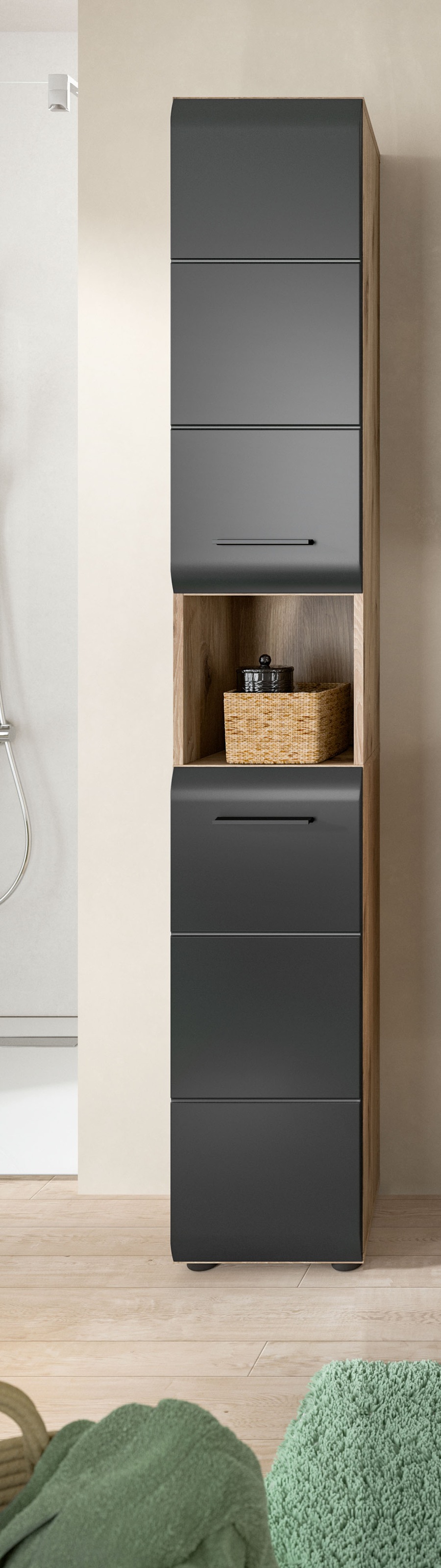 INOSIGN Stauraumschrank, (1 St.), Florenz, Badschrank Hoch Nox Oak NB, 185 günstig online kaufen