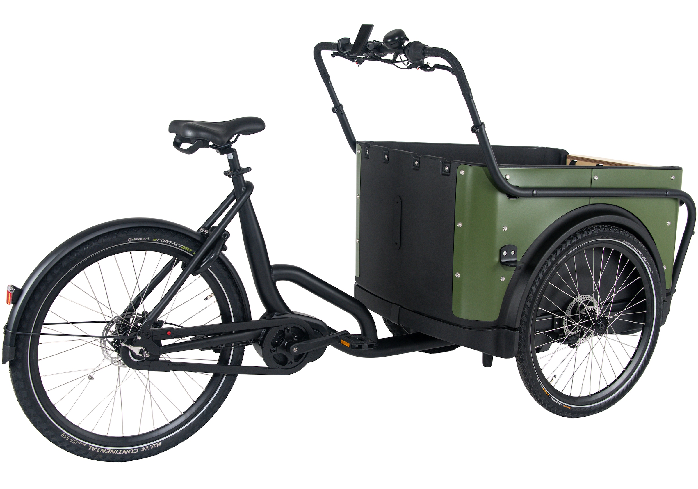 Royal Cargo Bikes »Cargo 3W Premium 17,5Ah / 630 Wh 24 / 26 Zoll grün« 7 Gang Shimano Nexus Schaltwerk Nabenschaltung Mittelmotor 250 W