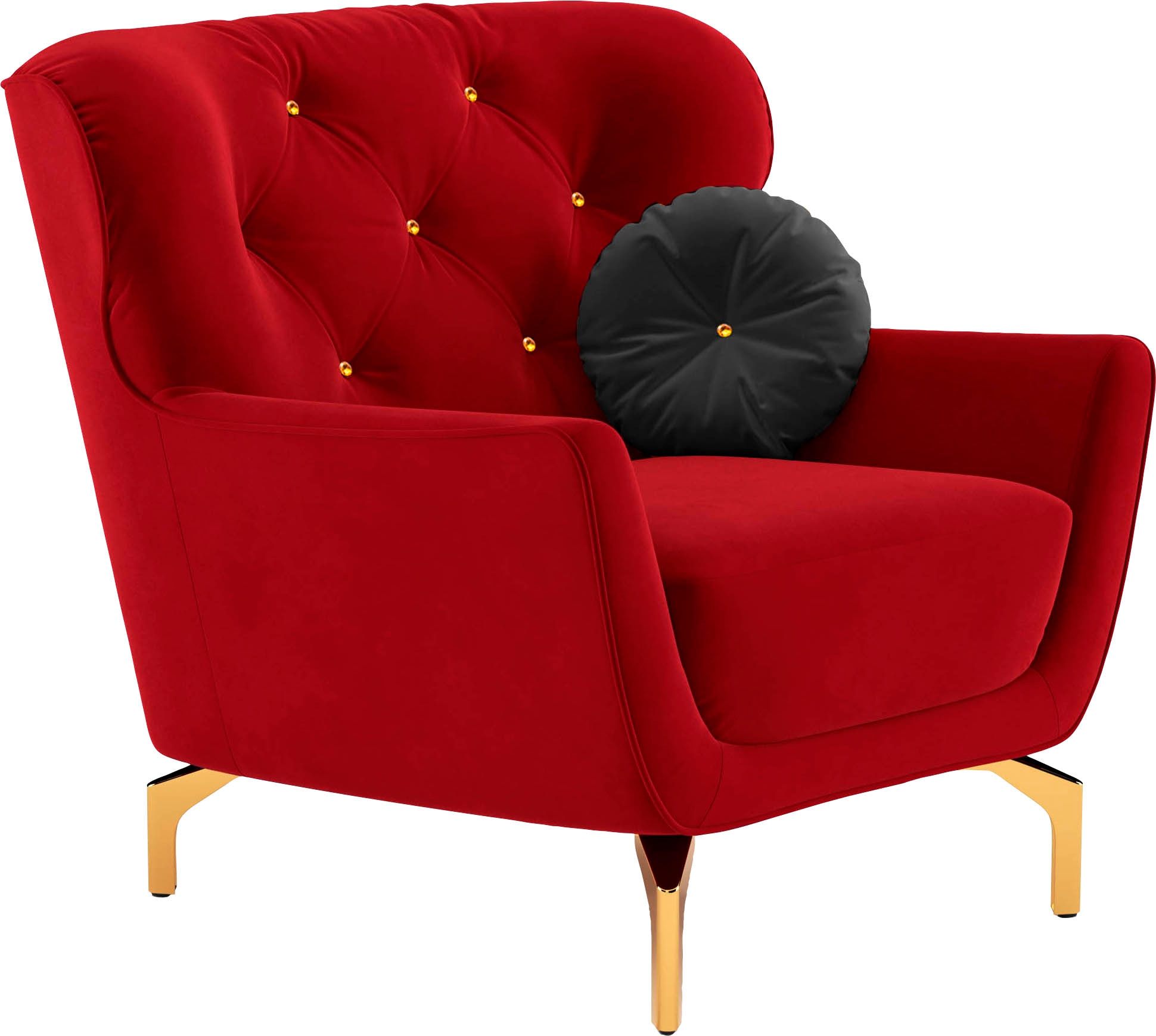 sit&more Sessel »Orient 3« inkl. 1 Zierkissen mit Strass-Stein, goldfarbene Metallfüße