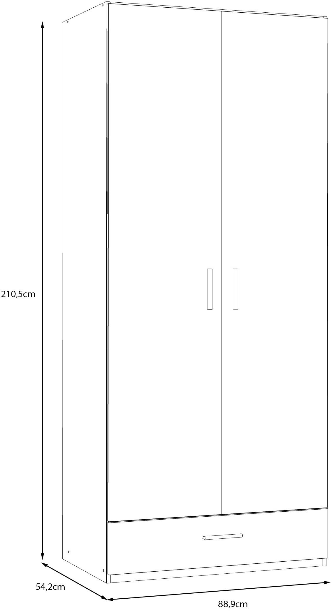 FORTE Drehtürenschrank, Drehtürenschrank, Stauraum, Schublade