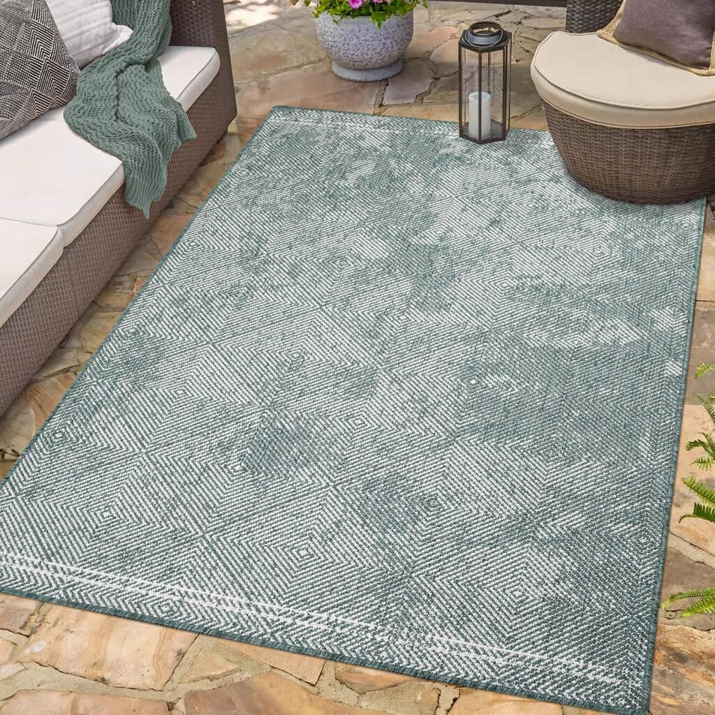 Carpet City Outdoorteppich »DUO RUG 5845«, rechteckig, 5 mm Höhe, Wendeteppich Wetterfest In- & Outdoor, Balkon, Terrasse, Wohnzimmer