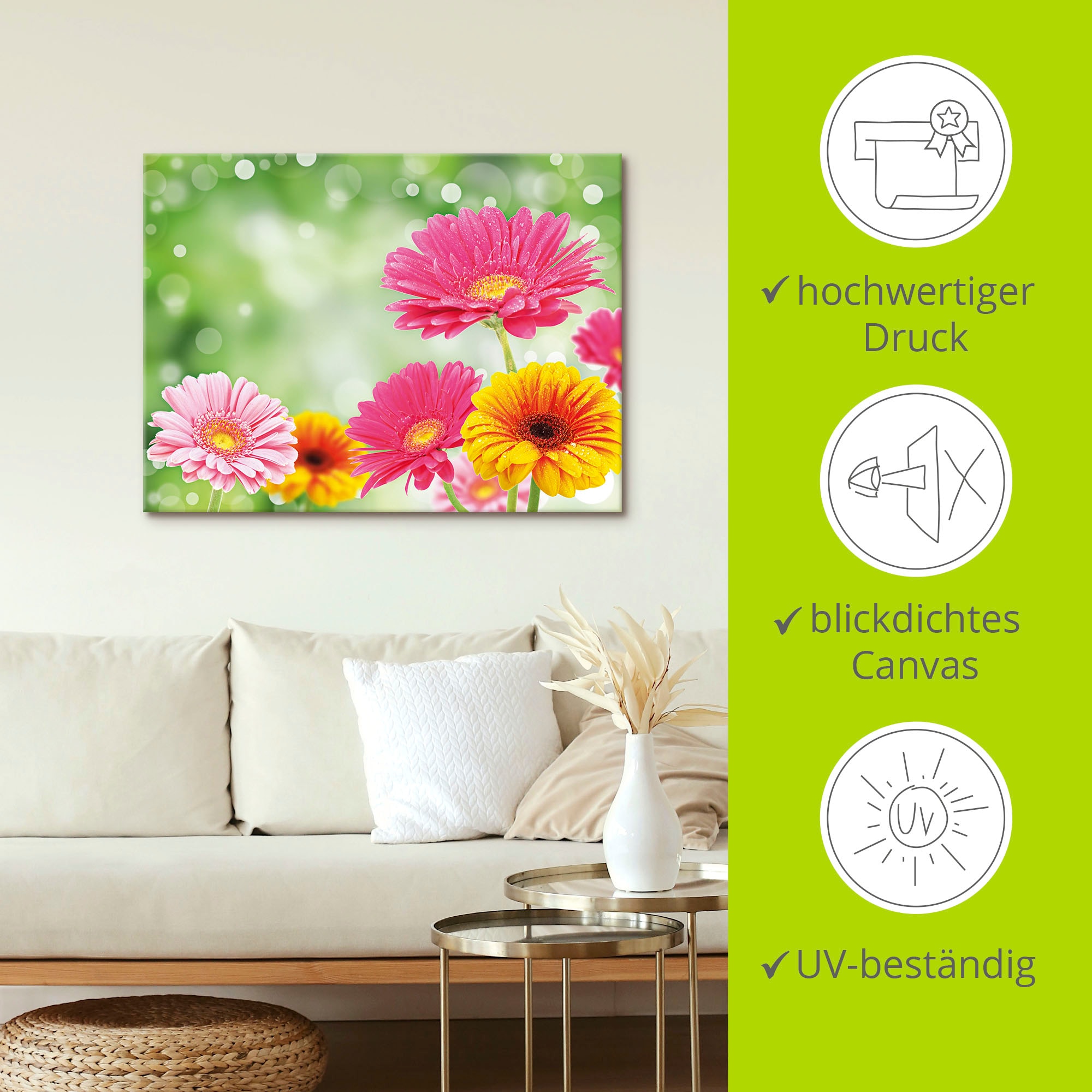 Artland Leinwandbild »Natürliche Romantik - Gerberas« Blumen 1 Stk. tlg. auf Holzrahmen gespannt