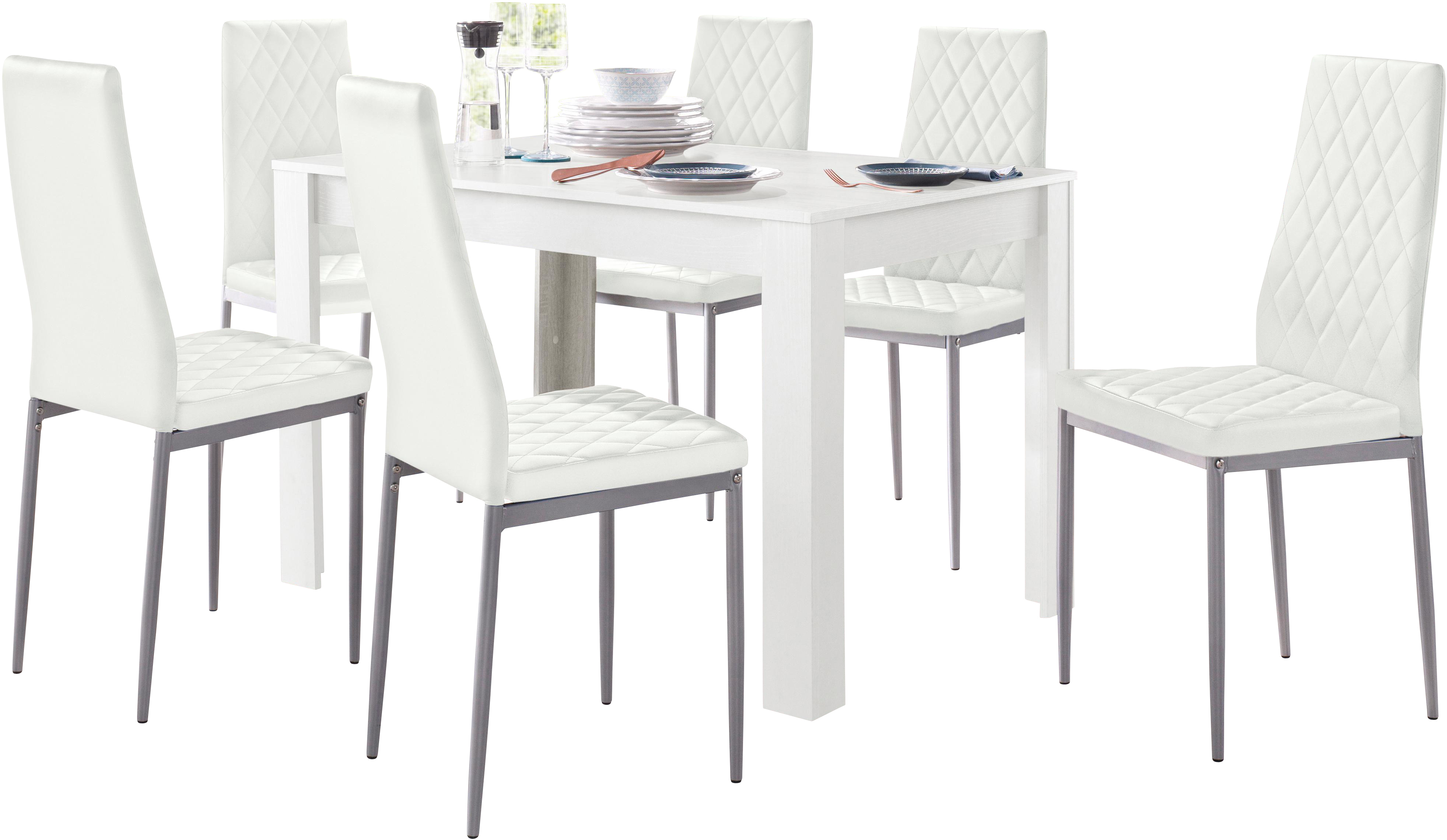 Essgruppe, (Set, 5 tlg.), mit Tisch in Weiß, Breite 120 cm
