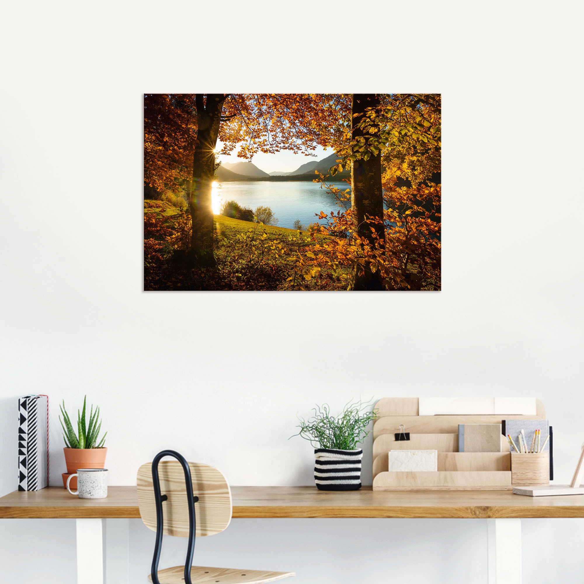 Artland Wandbild »Herbst am Sylvensteinsee«, Gewässer, (1 St.), als Alubild, Outdoorbild, Leinwandbild, Poster in verschied. Größen
